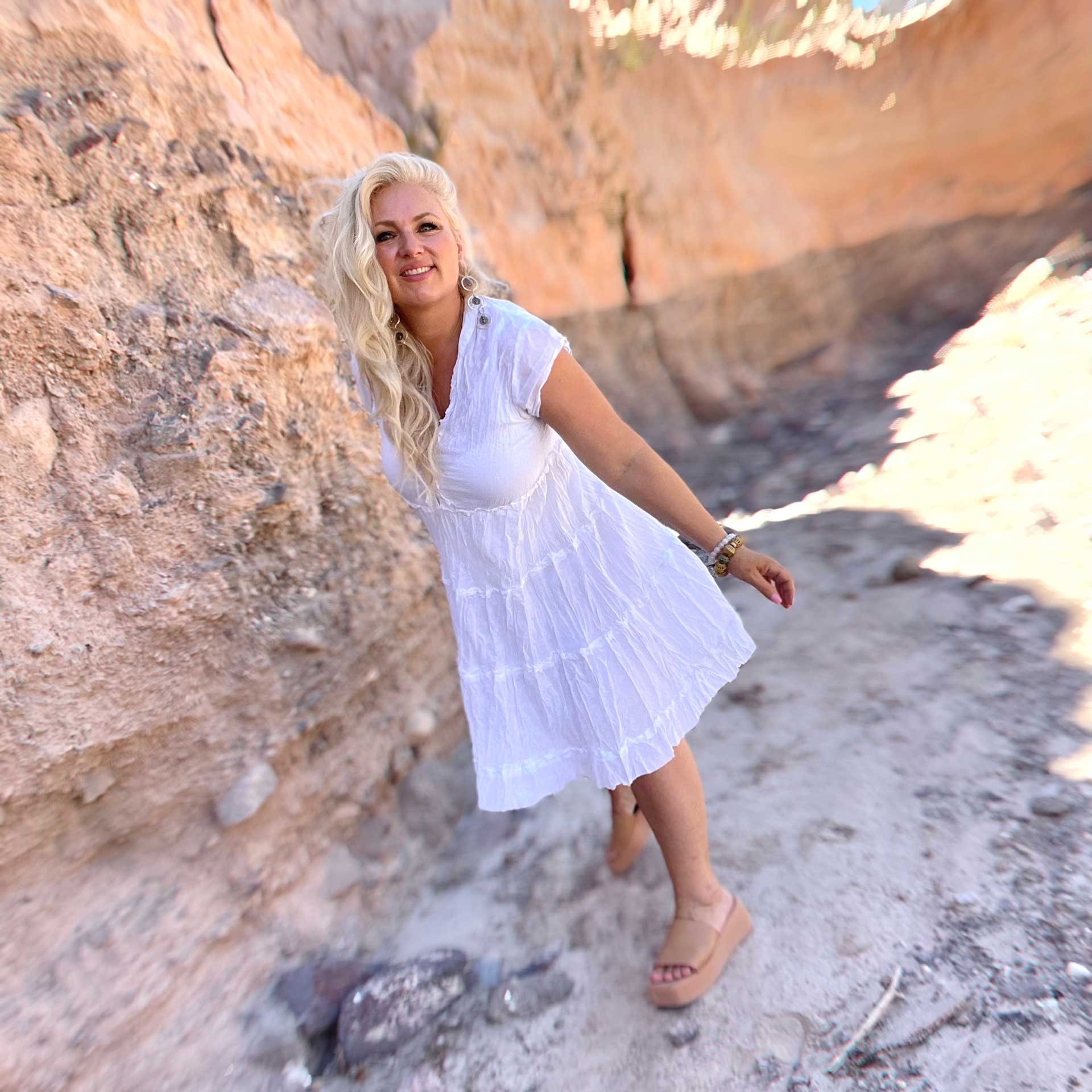 Benita Tiered Dress (White)