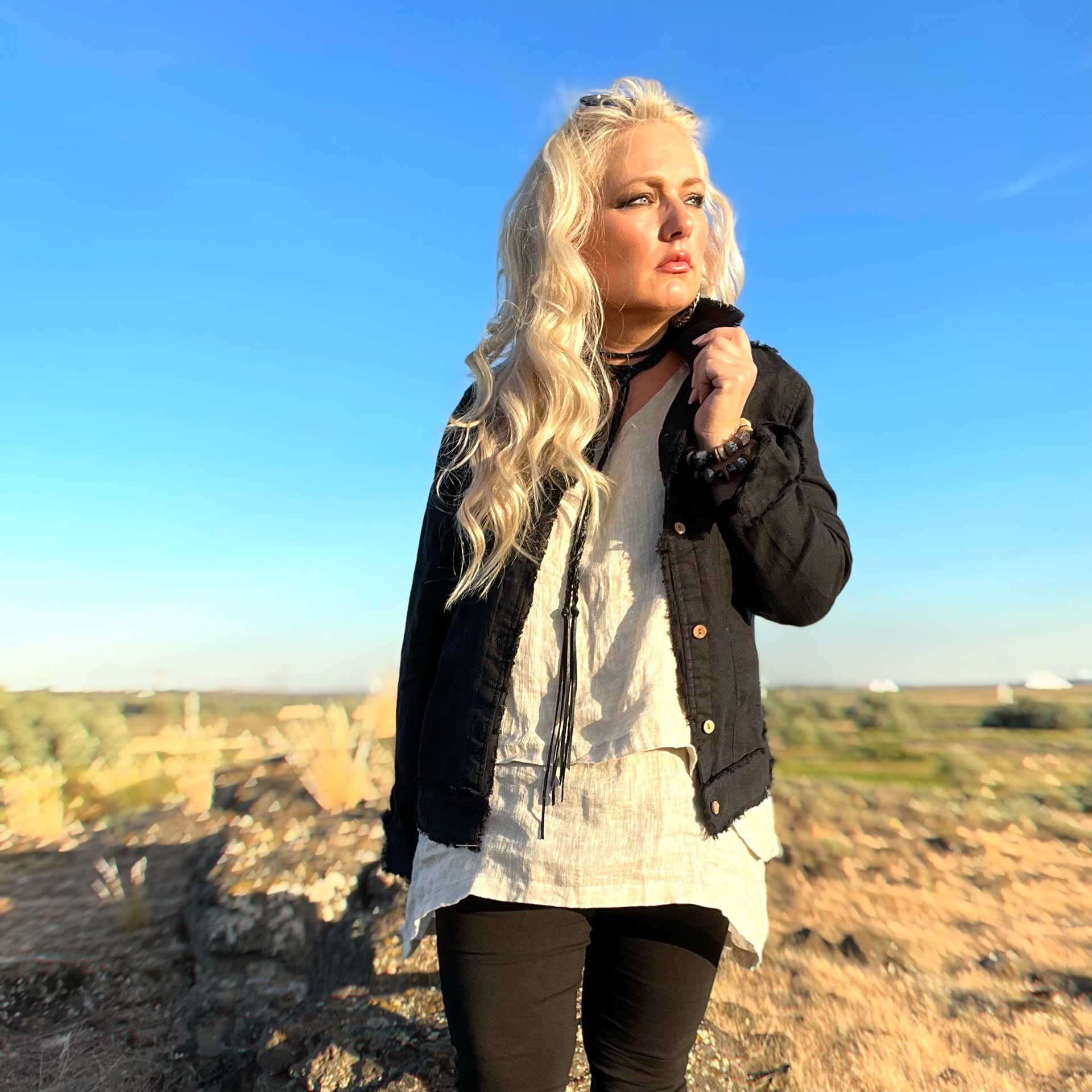 Bernadette Linen Jacket (Black)