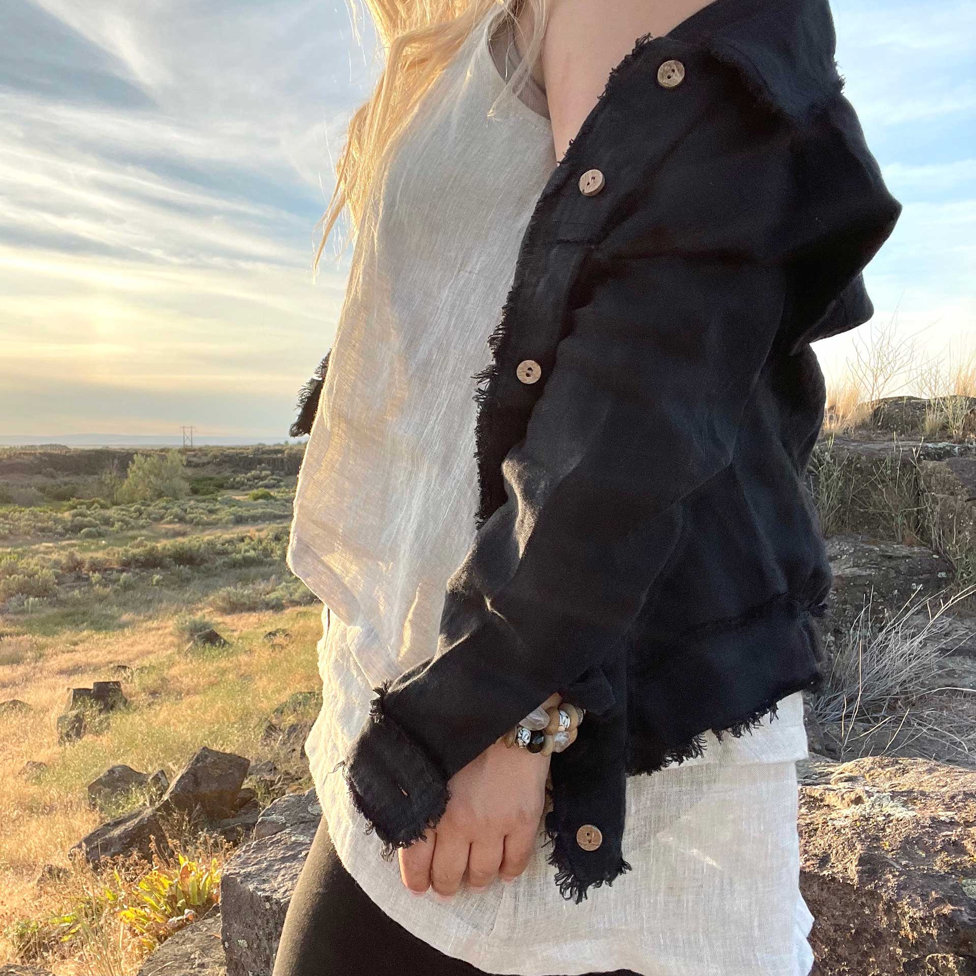 Bernadette Linen Jacket (Black)