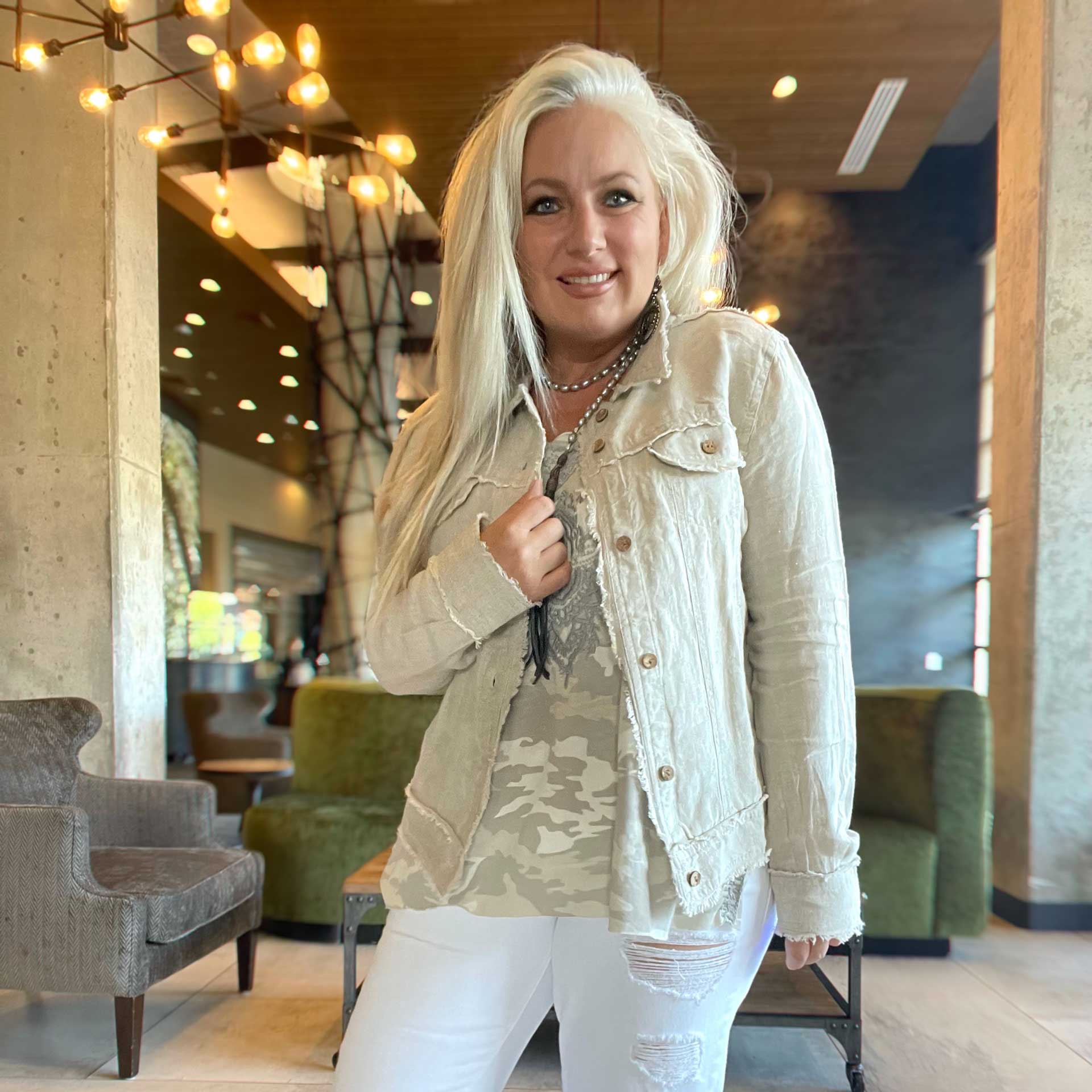 Bernadette Linen Jacket (Flax)