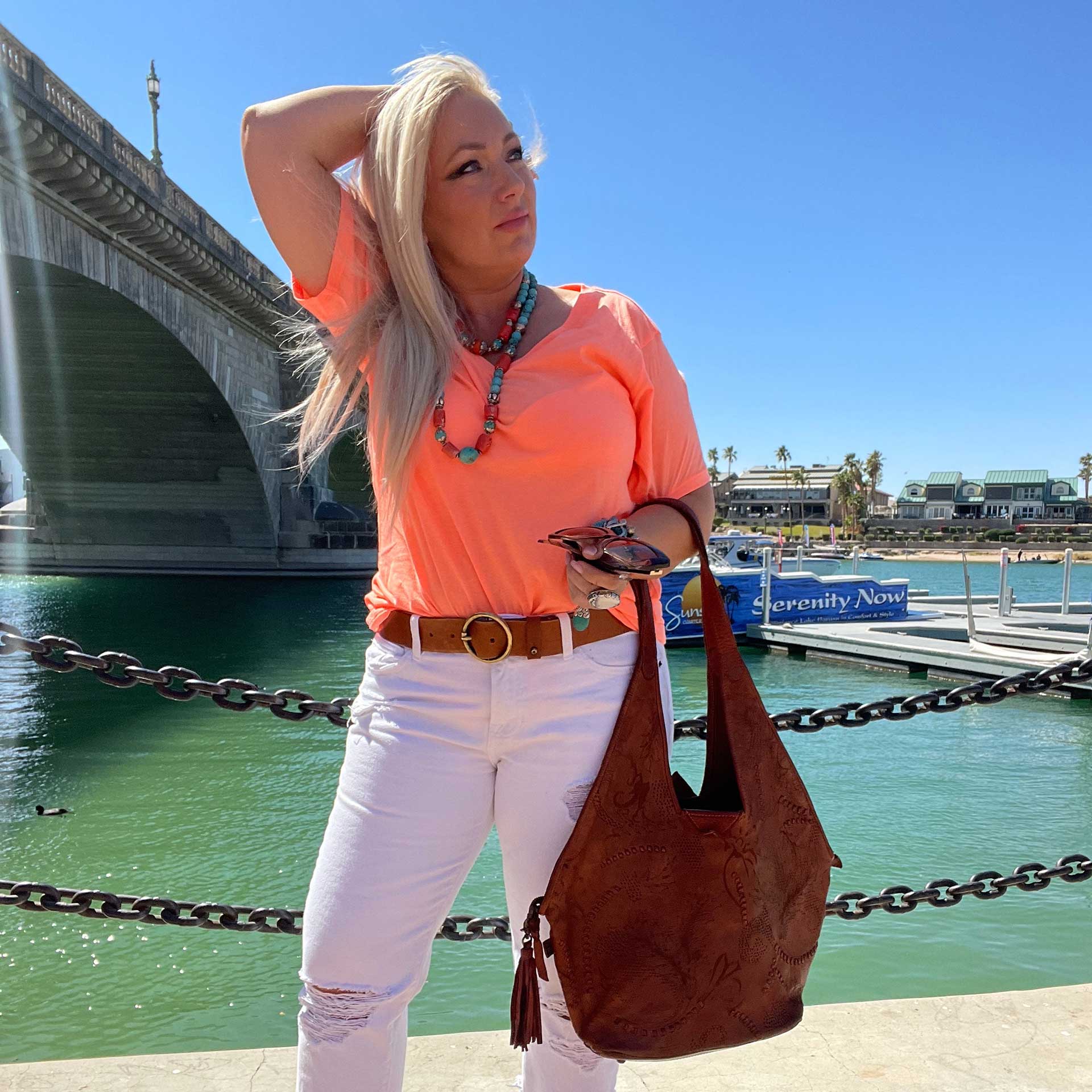 Boyfriend V-Neck Tee (Neon Orange)