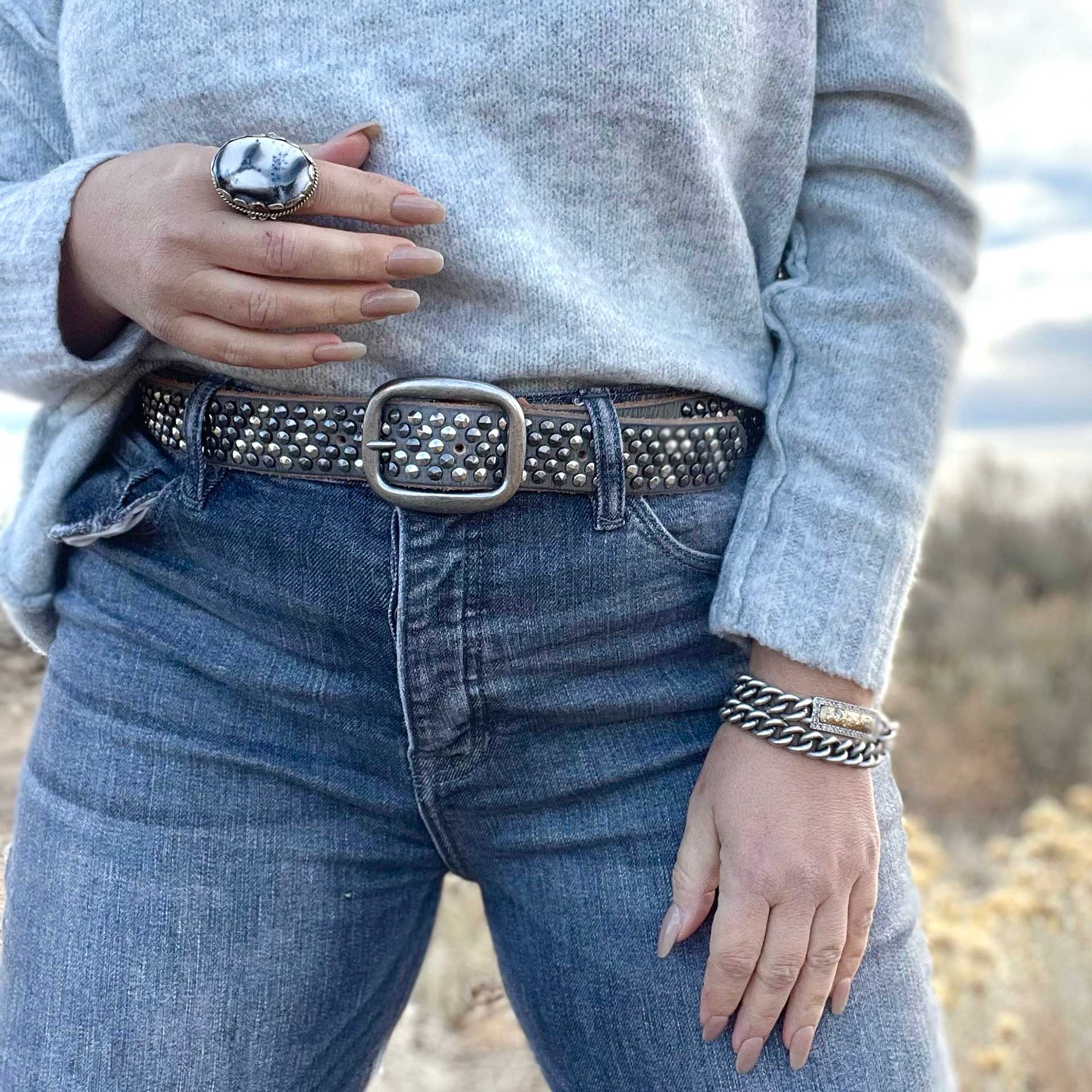 Bradley Pyramid Studded Belt (Gray)