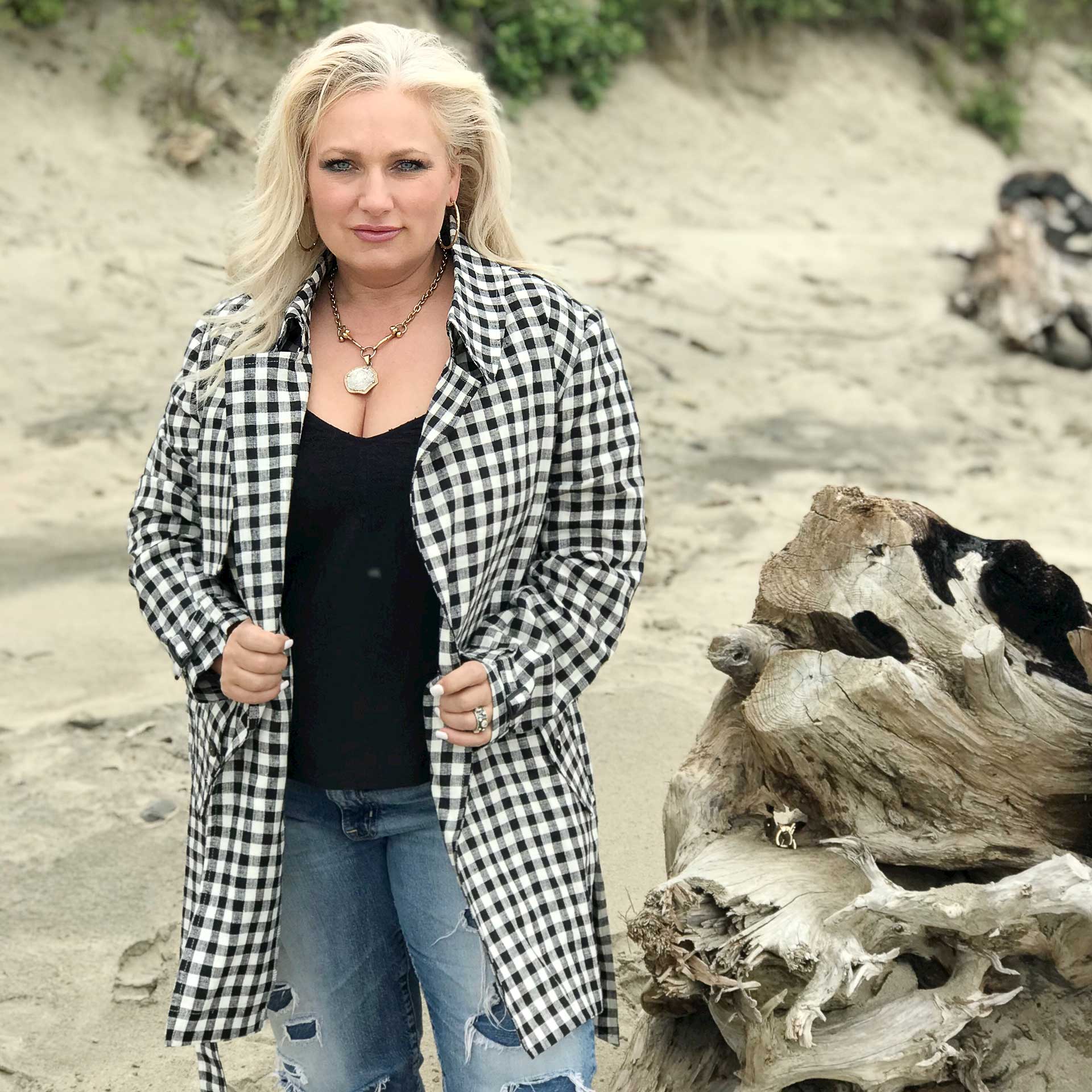 Bryant Linen Trench Jacket (Checkered)