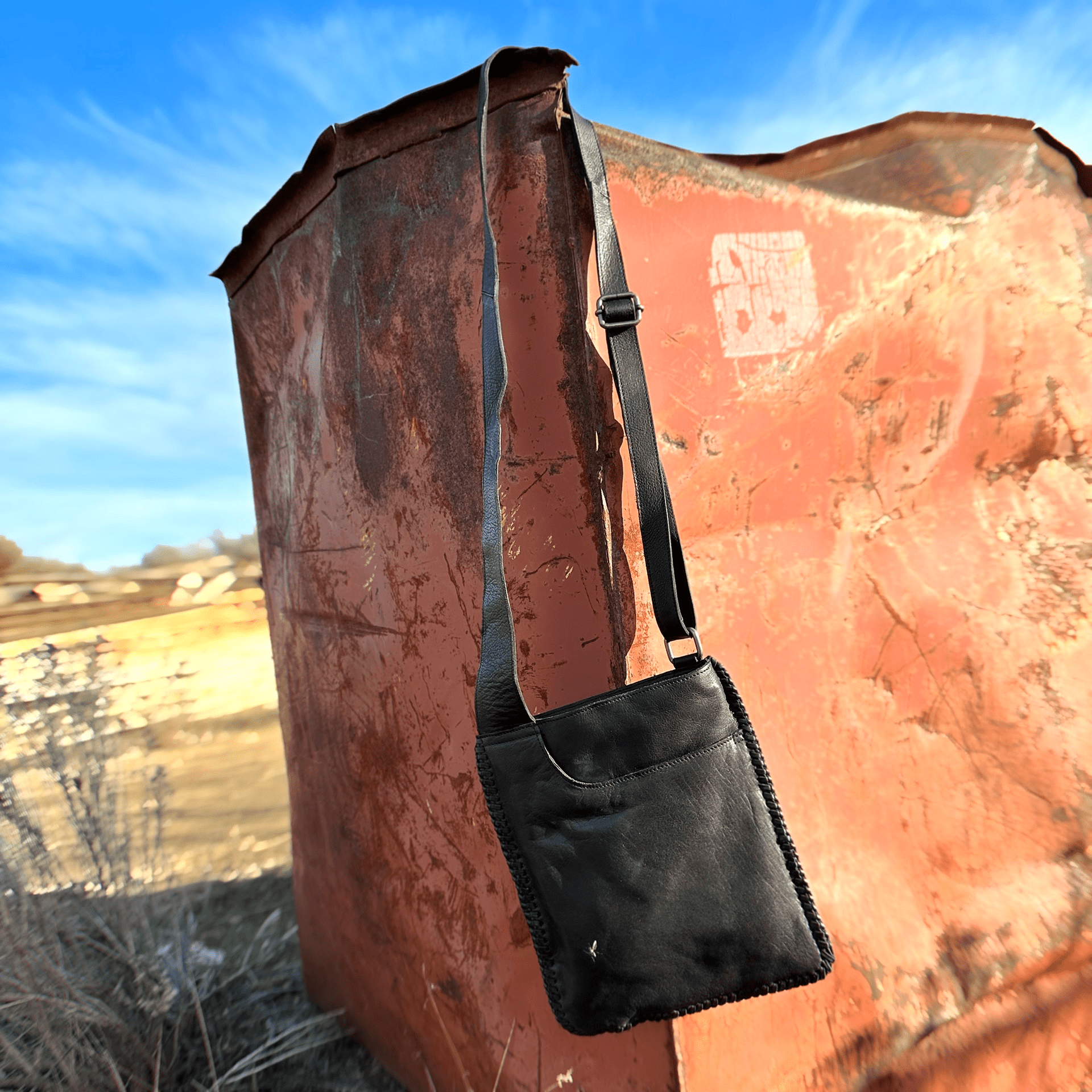 Brynn Leather Crossbody Bag (Black)