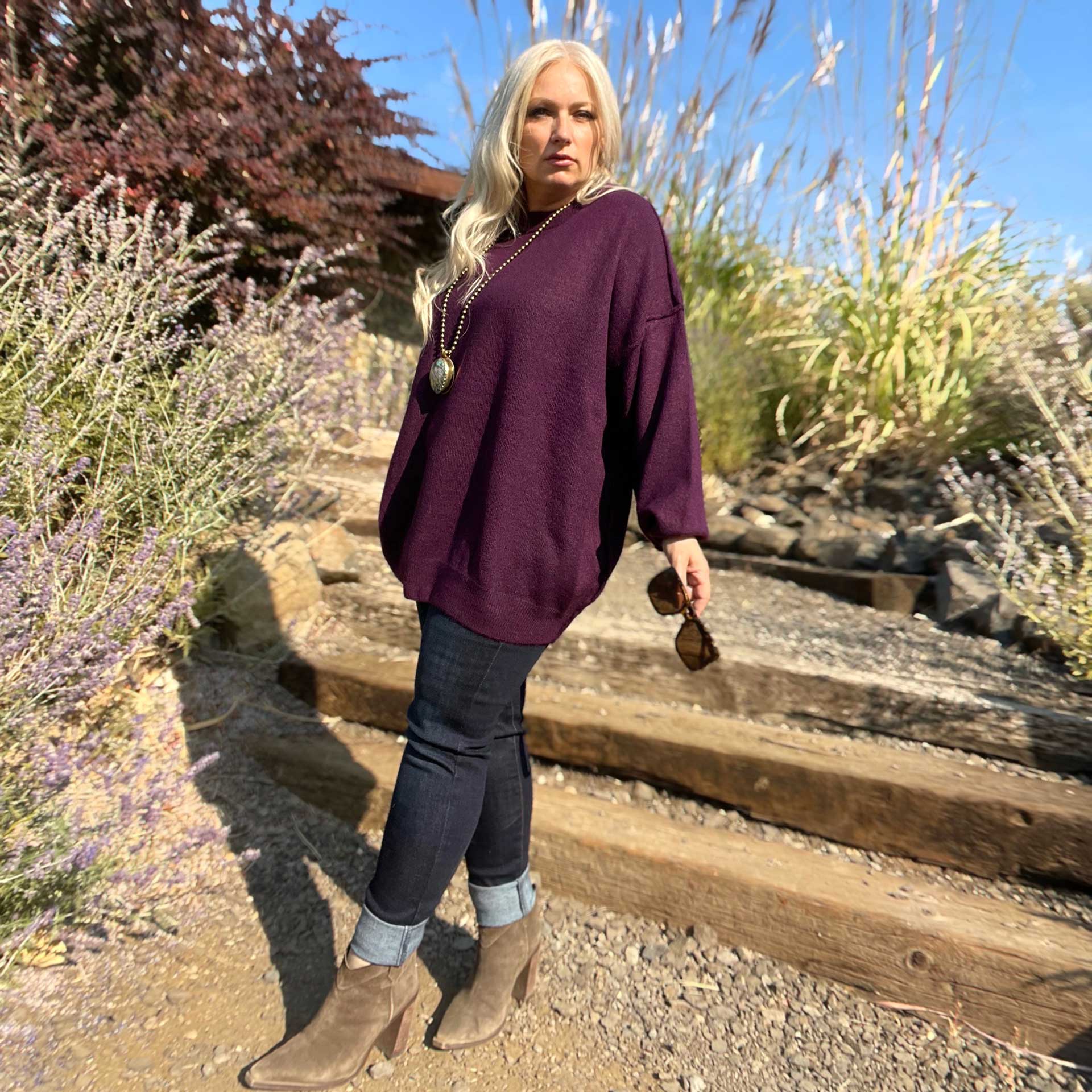 Camden Oversized Sweater (Dark Plumb)