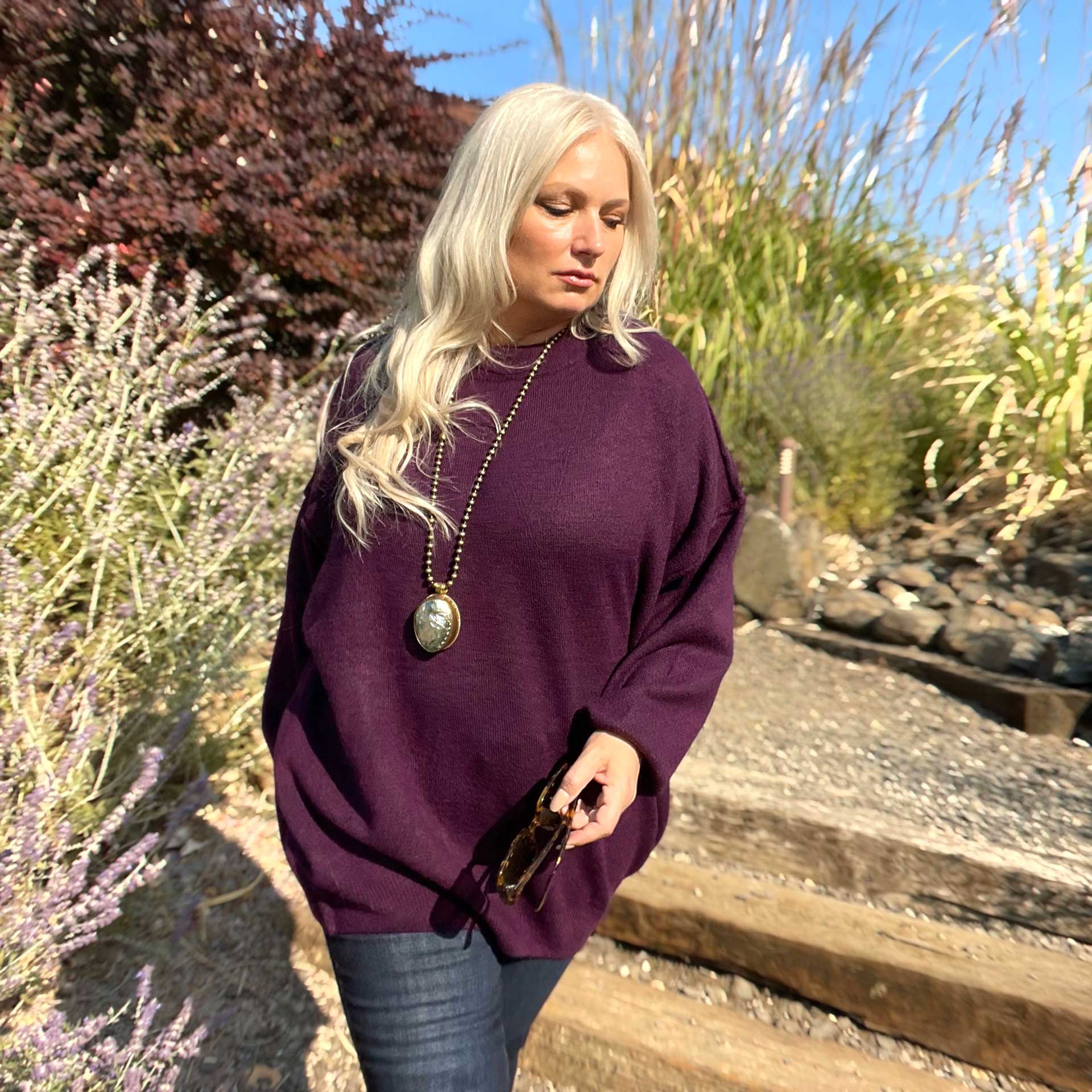 Camden Oversized Sweater (Dark Plumb)