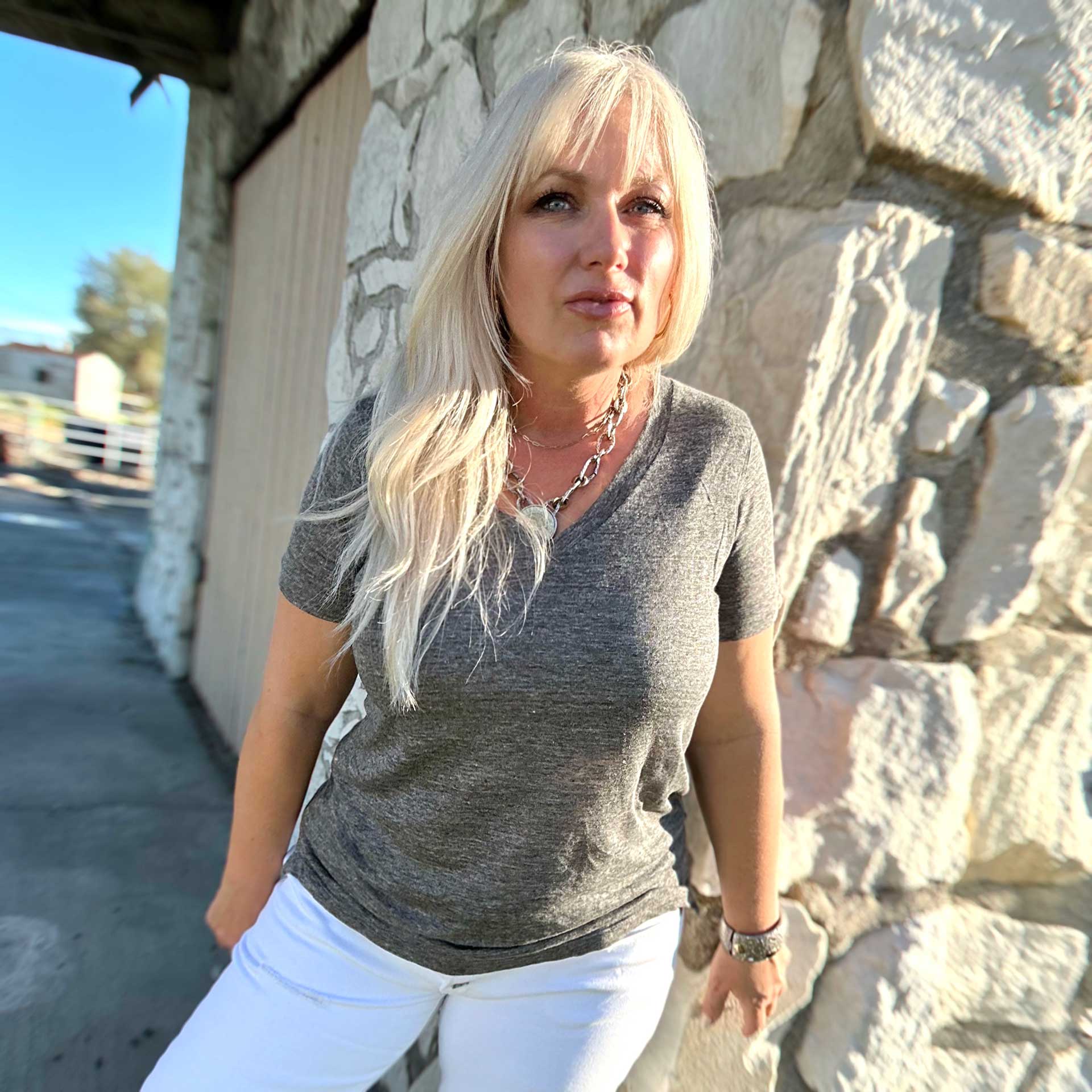 Care Free Linen Tee (Charcoal)