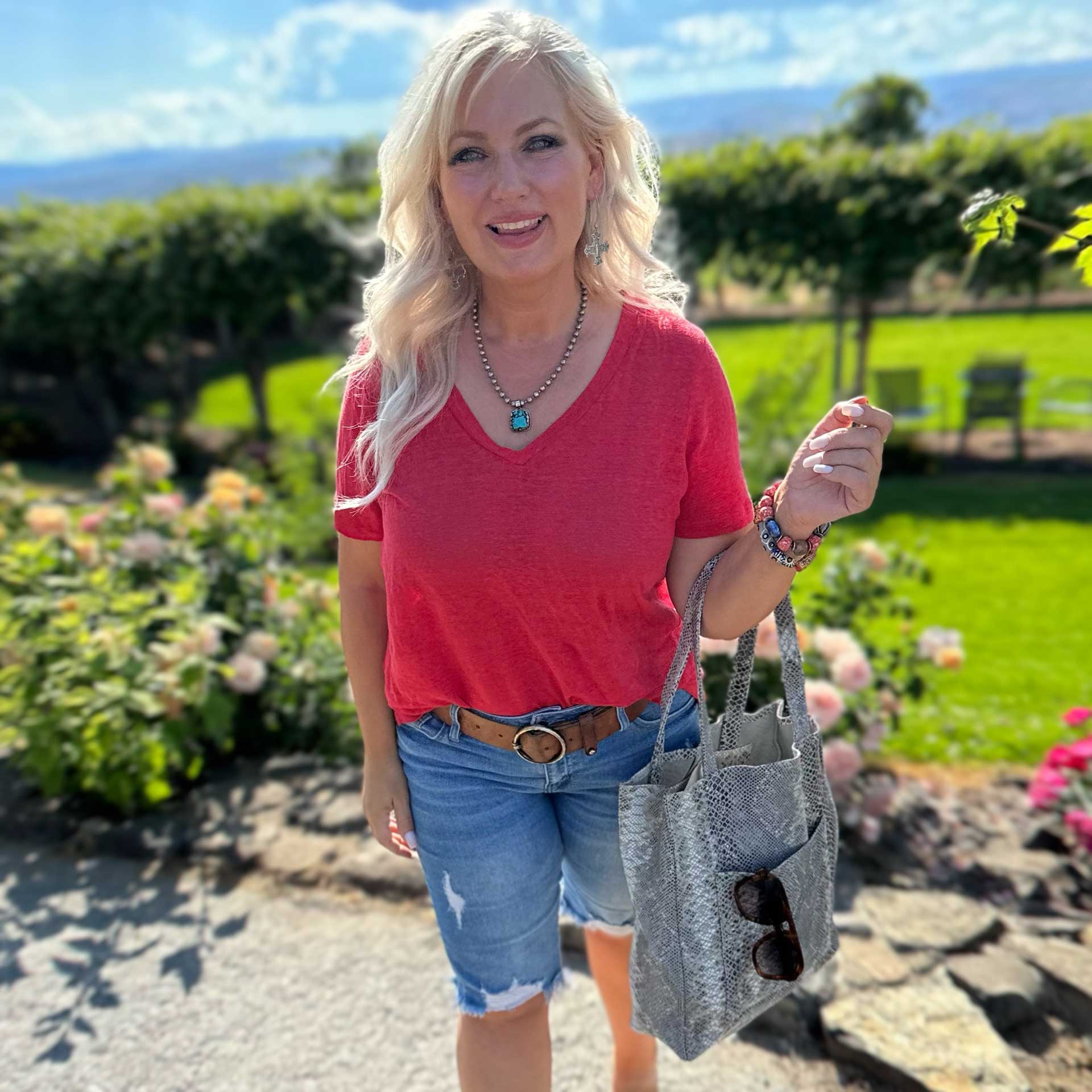 Care Free Linen Tee (Cherry)