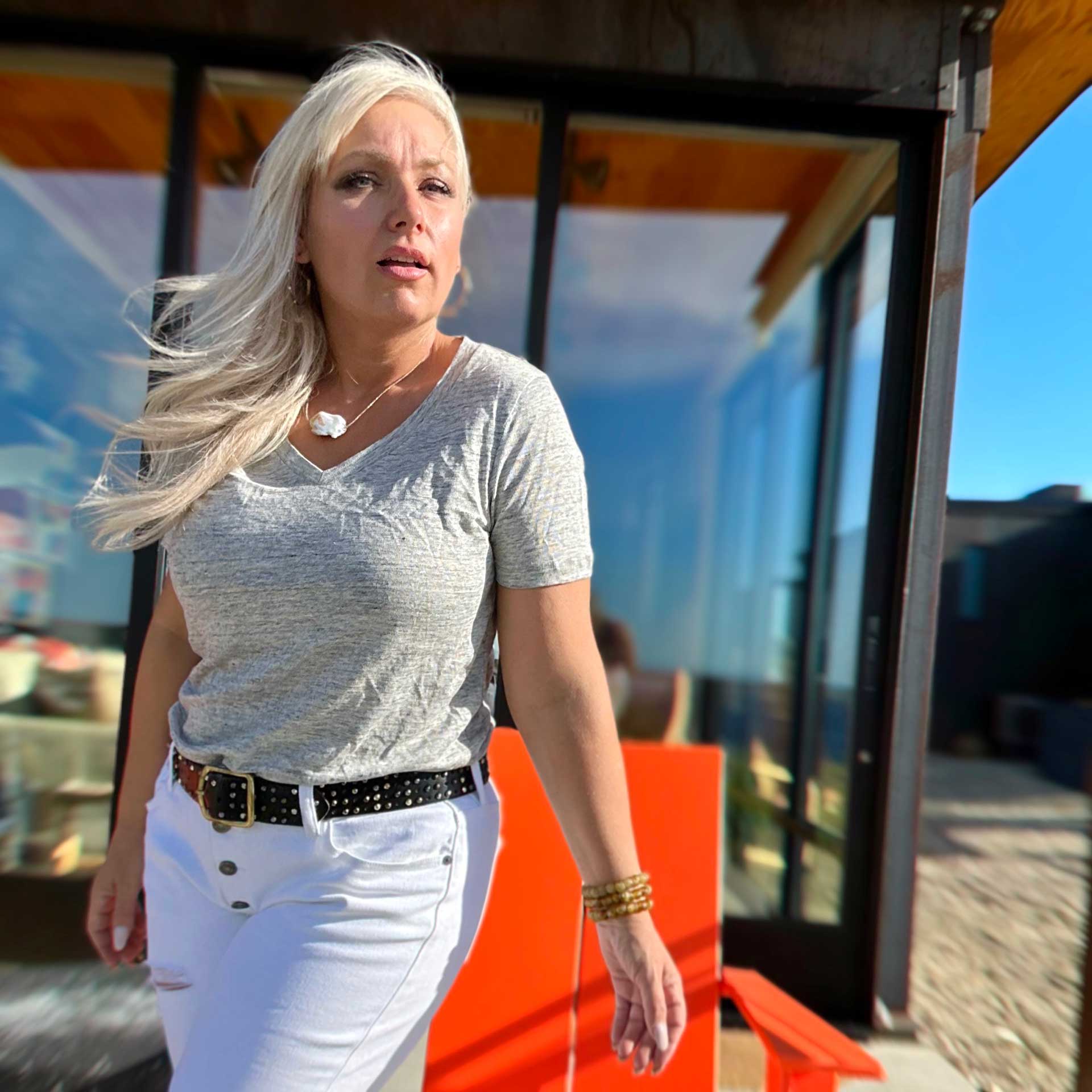 Care Free Linen Tee (Gray)