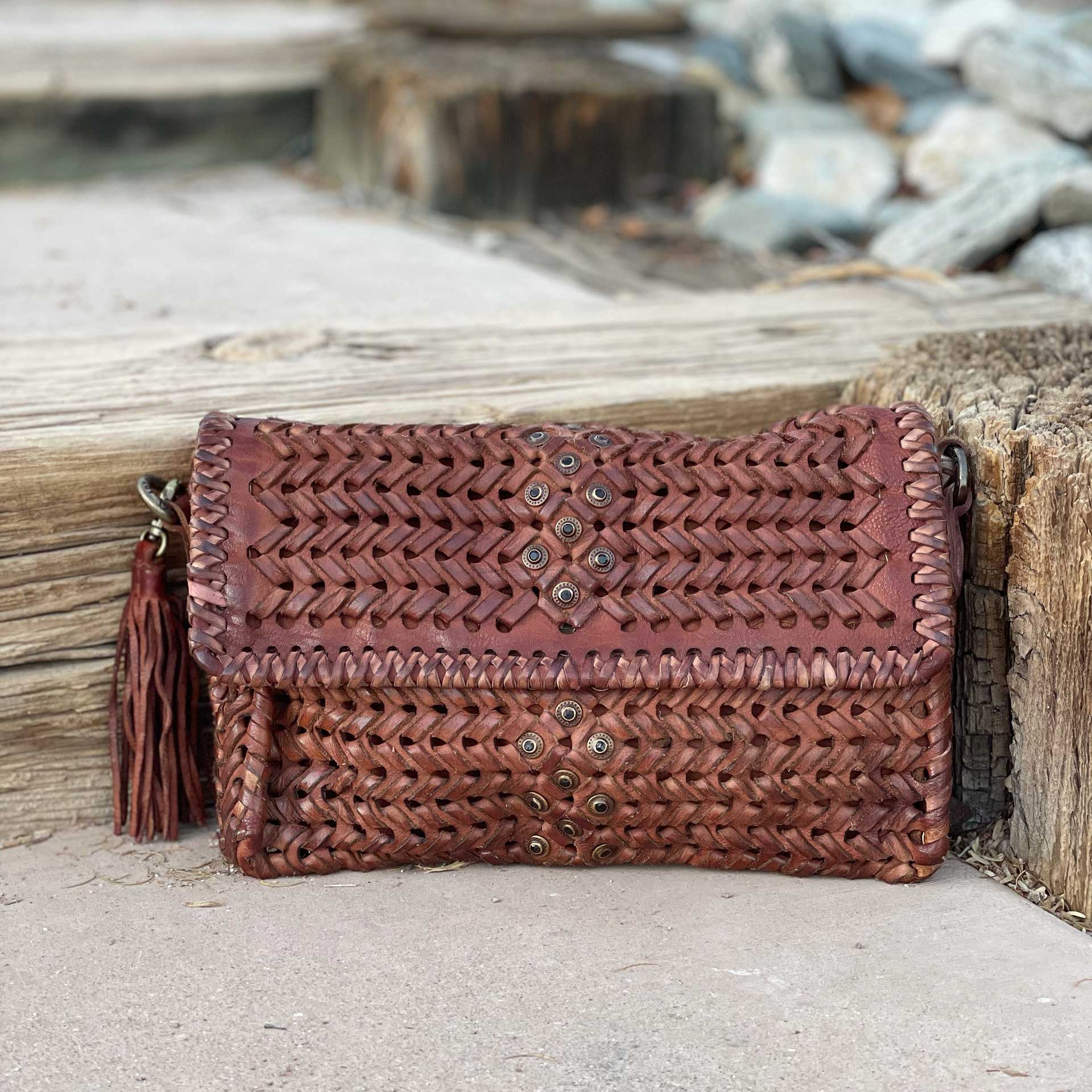 Casablanca Woven Clutch Bag (Whiskey)