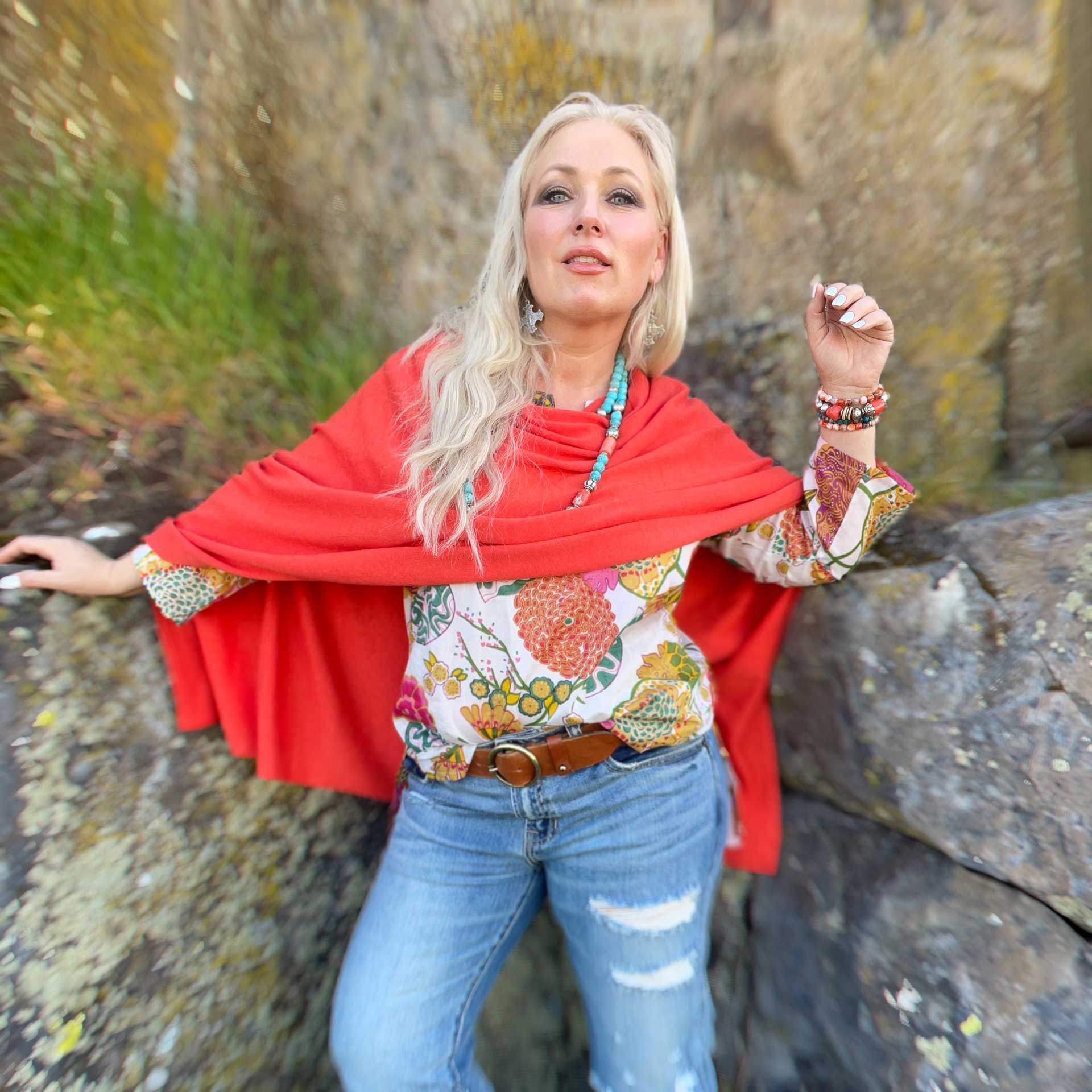 Cascadia Cashmere Poncho (Persimmon)