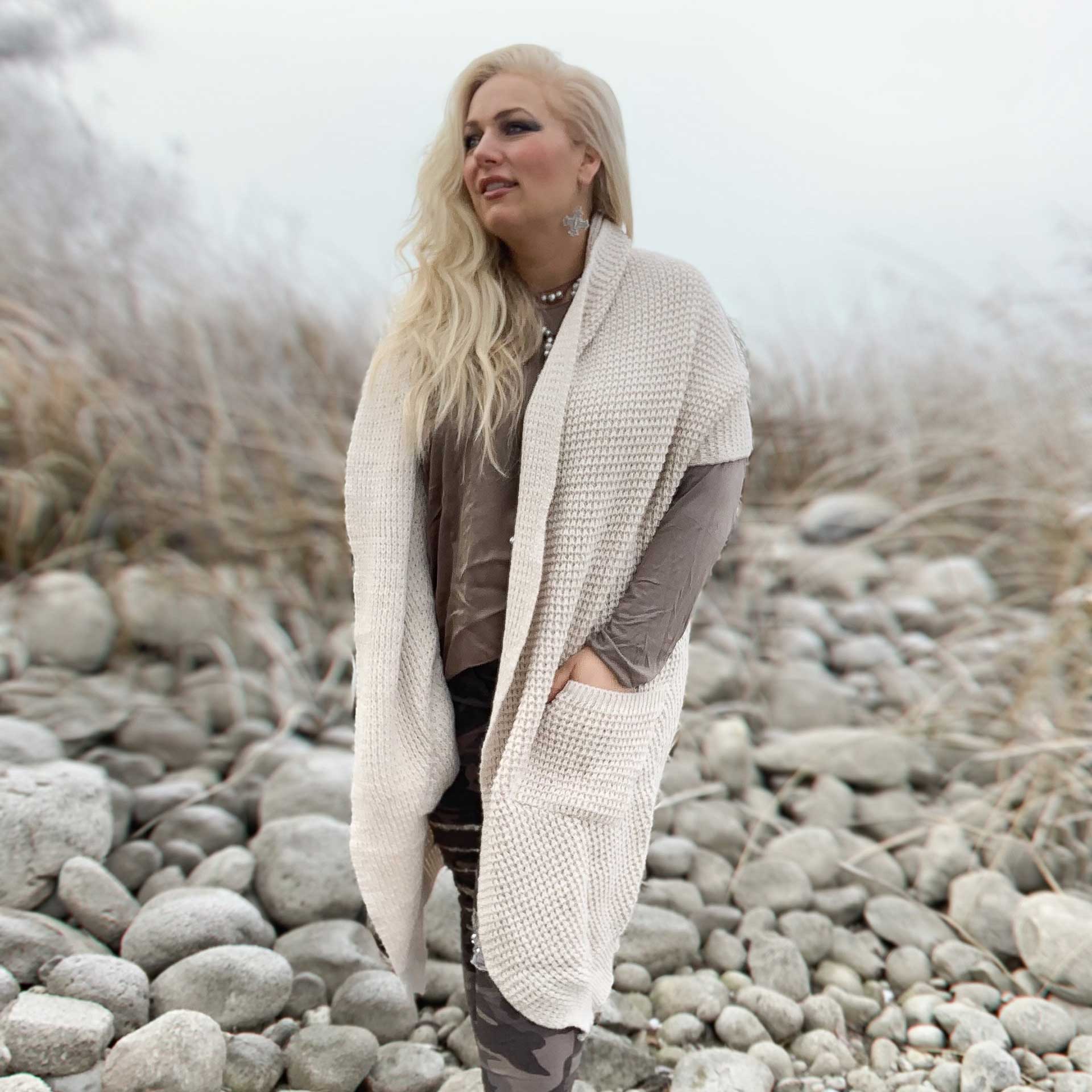 Celeste Long Shawl Cardigan (Natural)