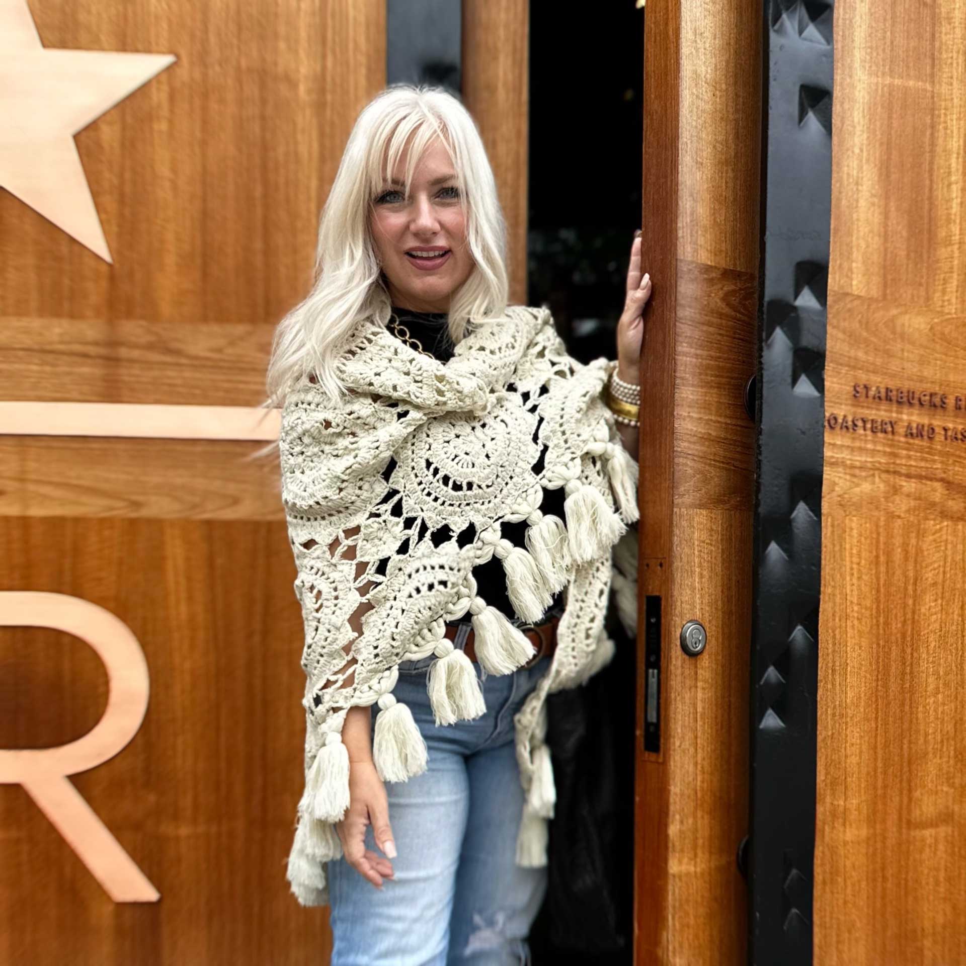 Celestine Crochet Shawl (Ivory)