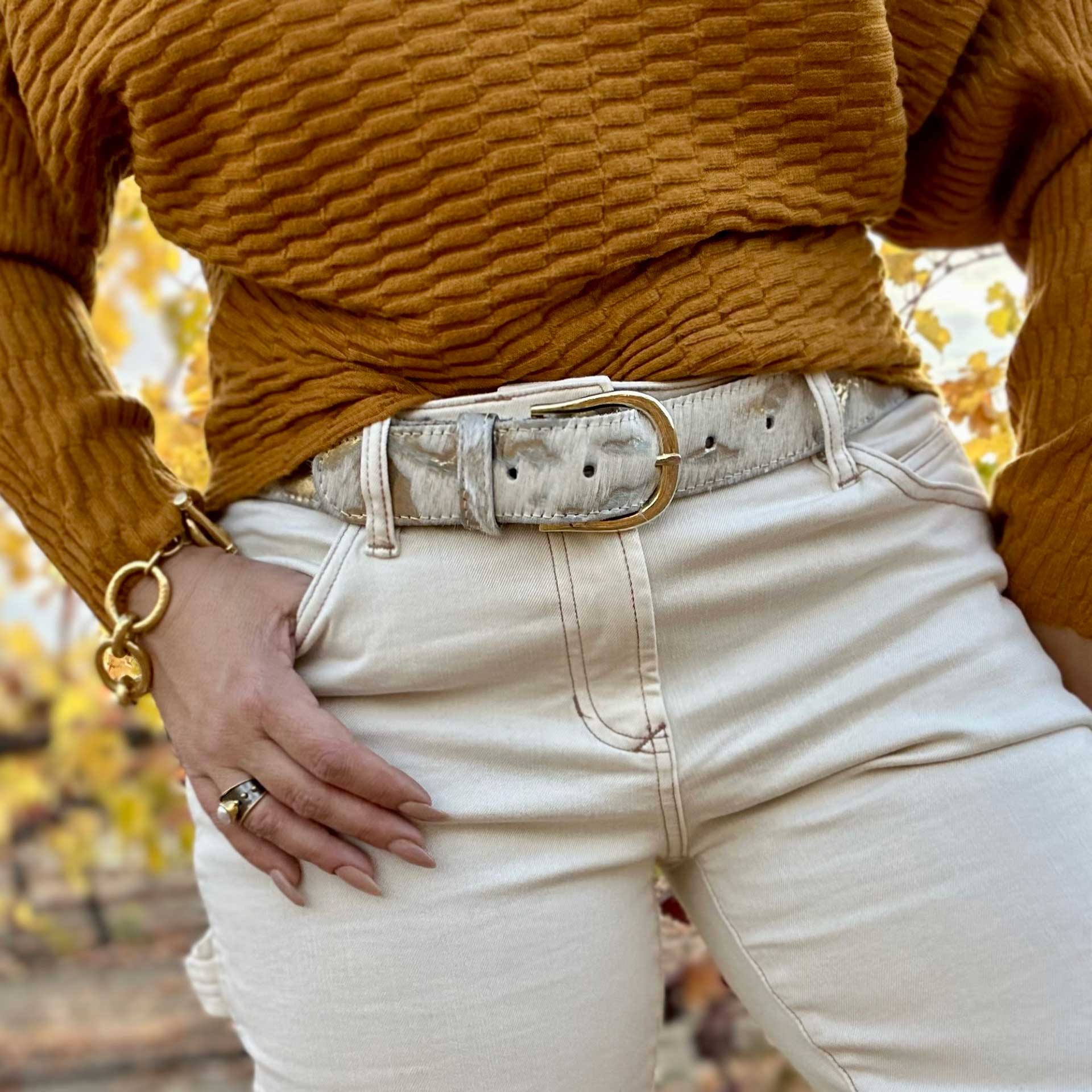 Dakota Metallic Hide Belt