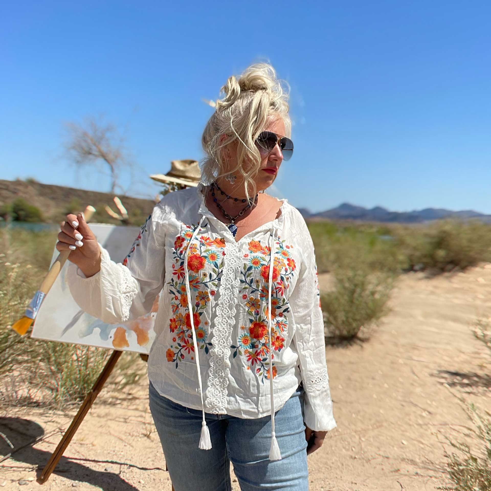 Desert Bloom Blouse (White)