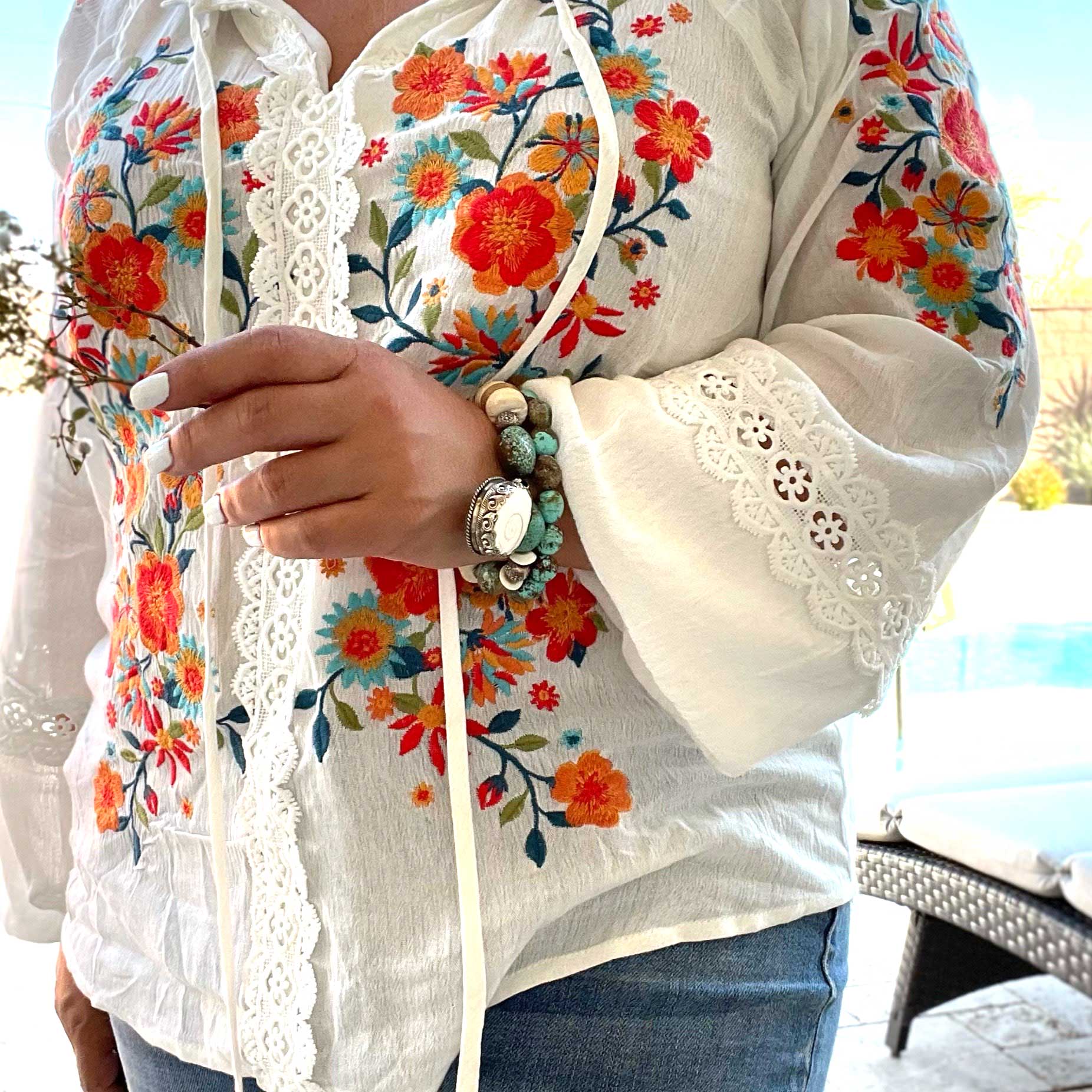 Desert Bloom Blouse (White)