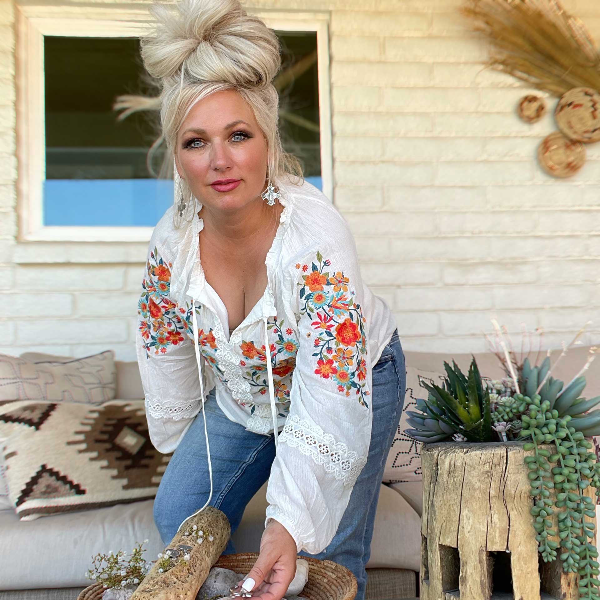 Desert Bloom Blouse (White)