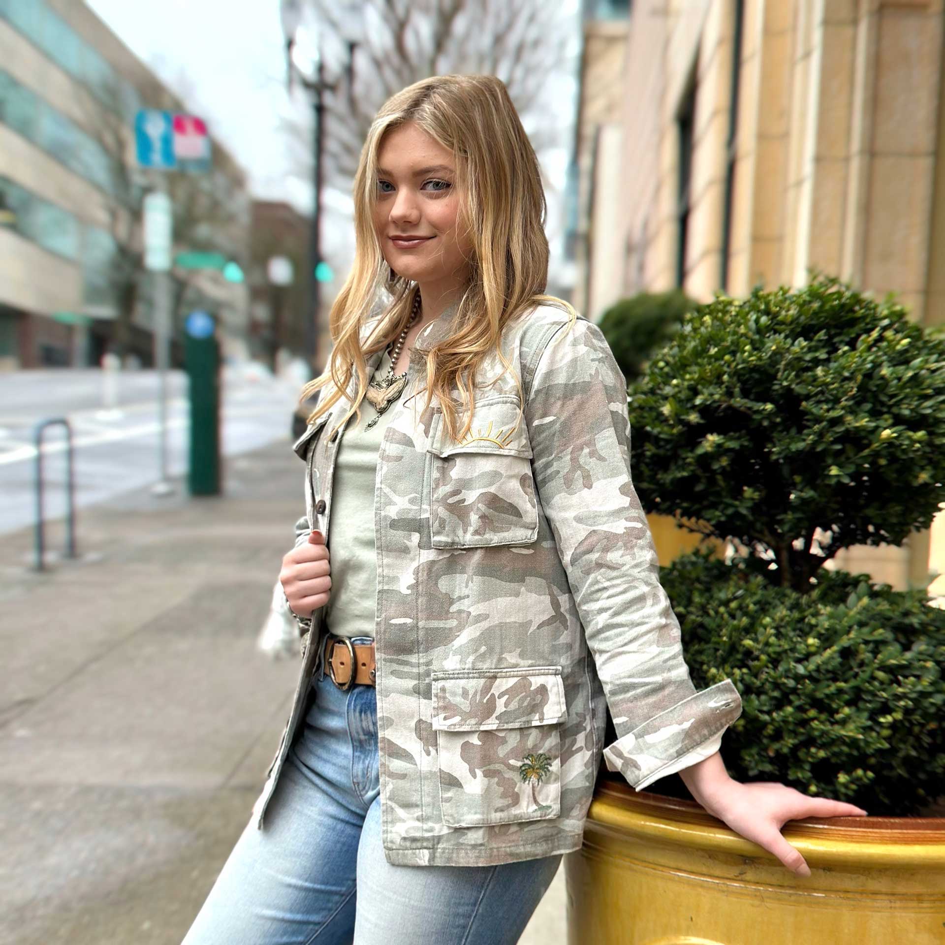 Desert Sage Embroidered Camo Jacket