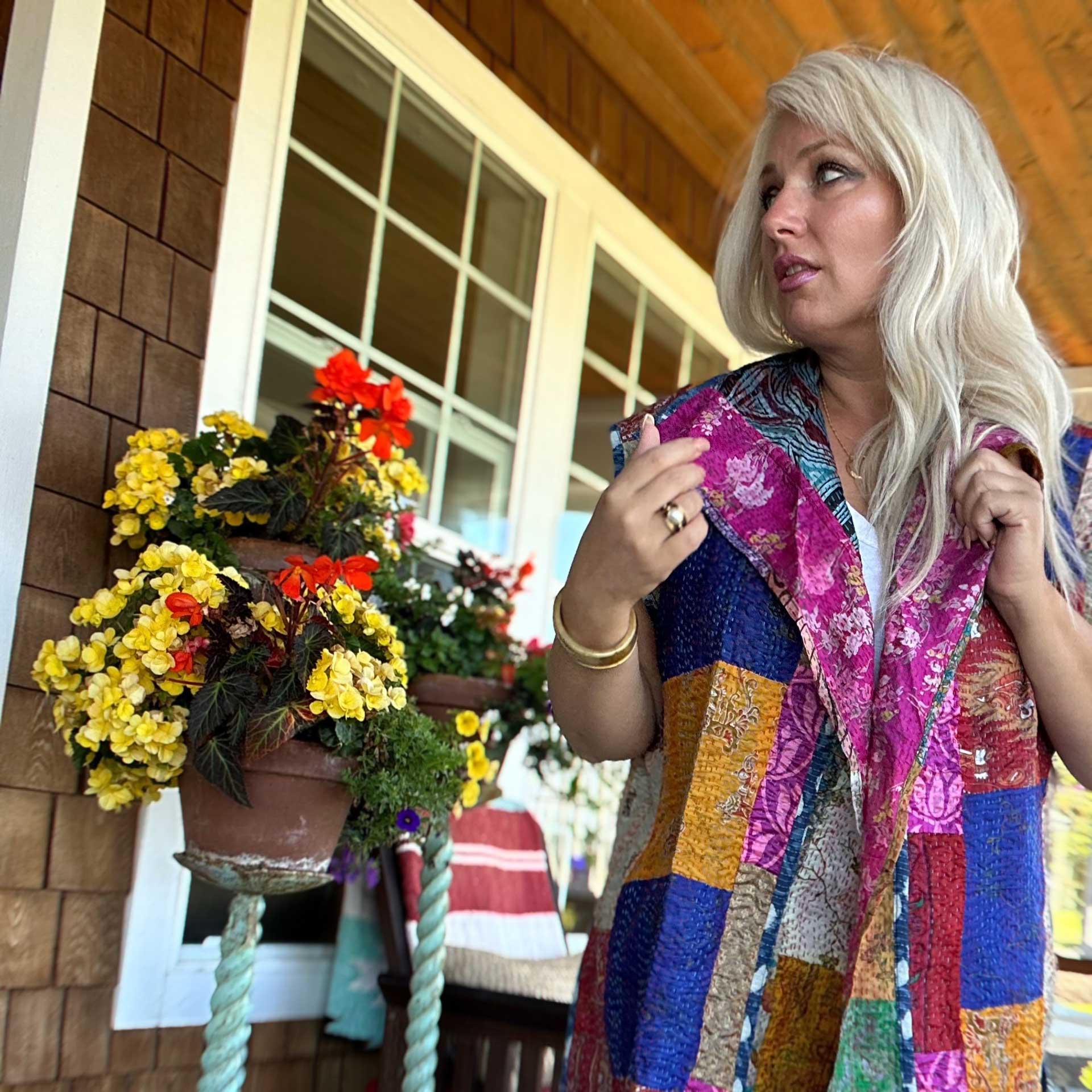 Destiny Silk Vintage Kantha Vest #23