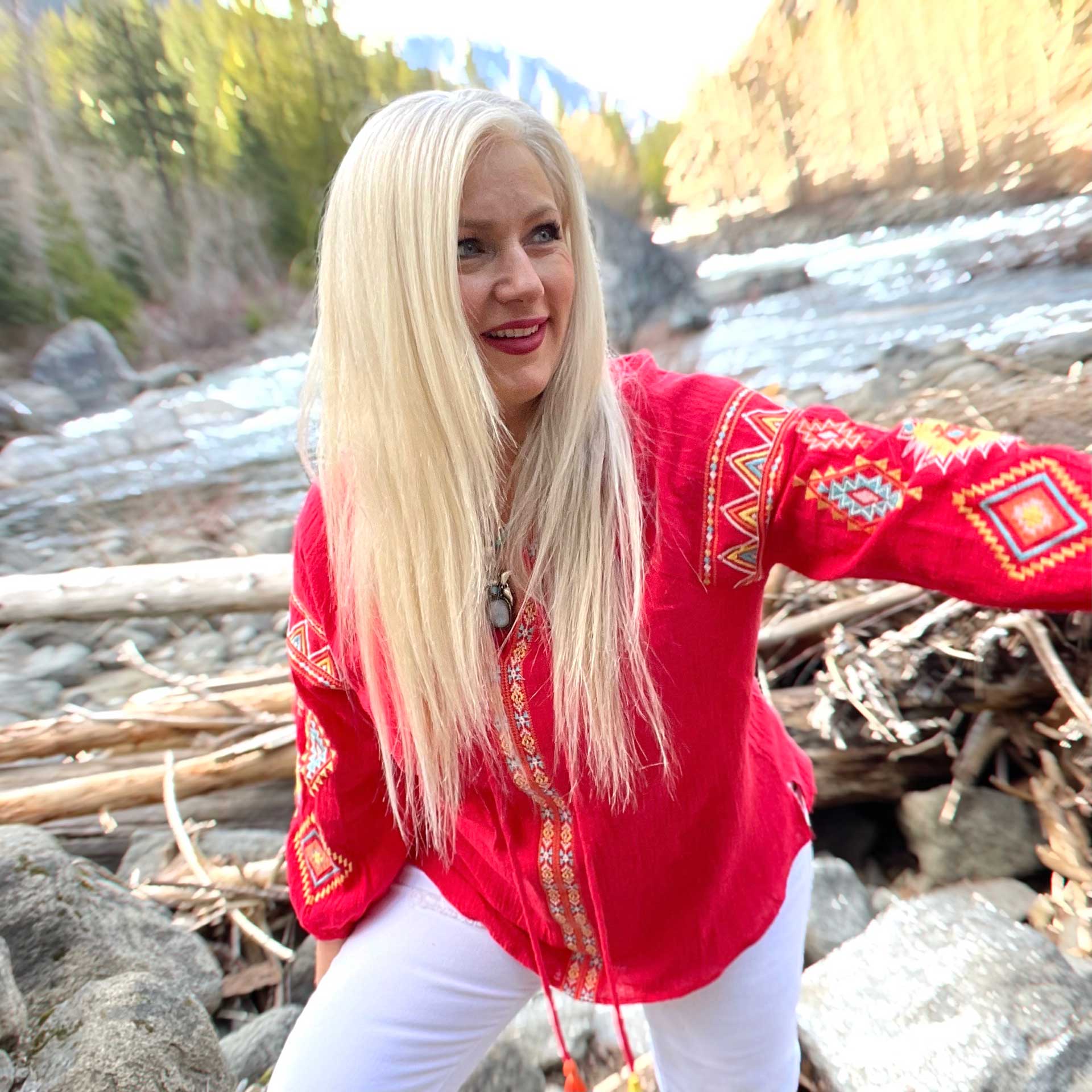 Dream In Color Embroidered Top (Tomato)