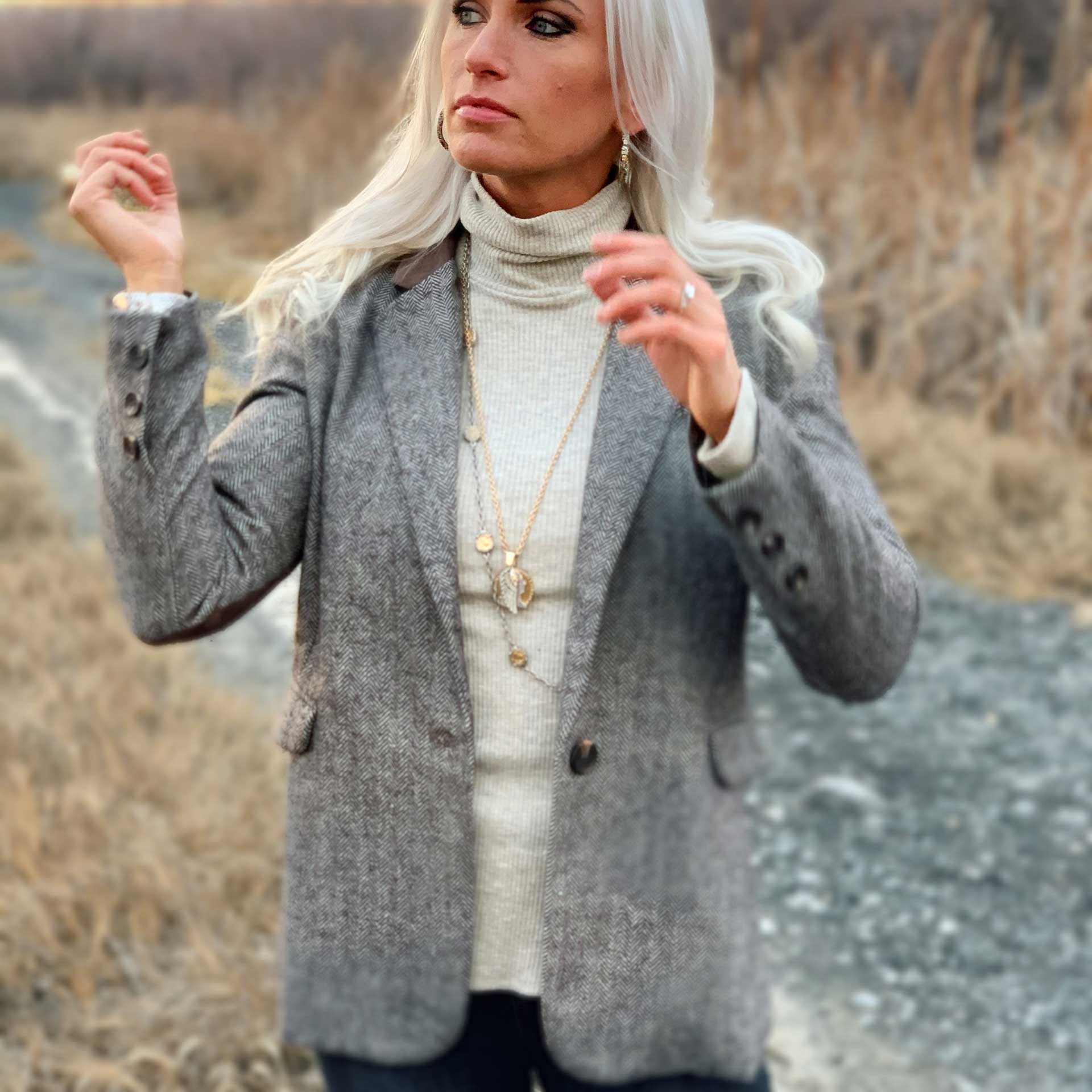 Ella Herringbone Blazer