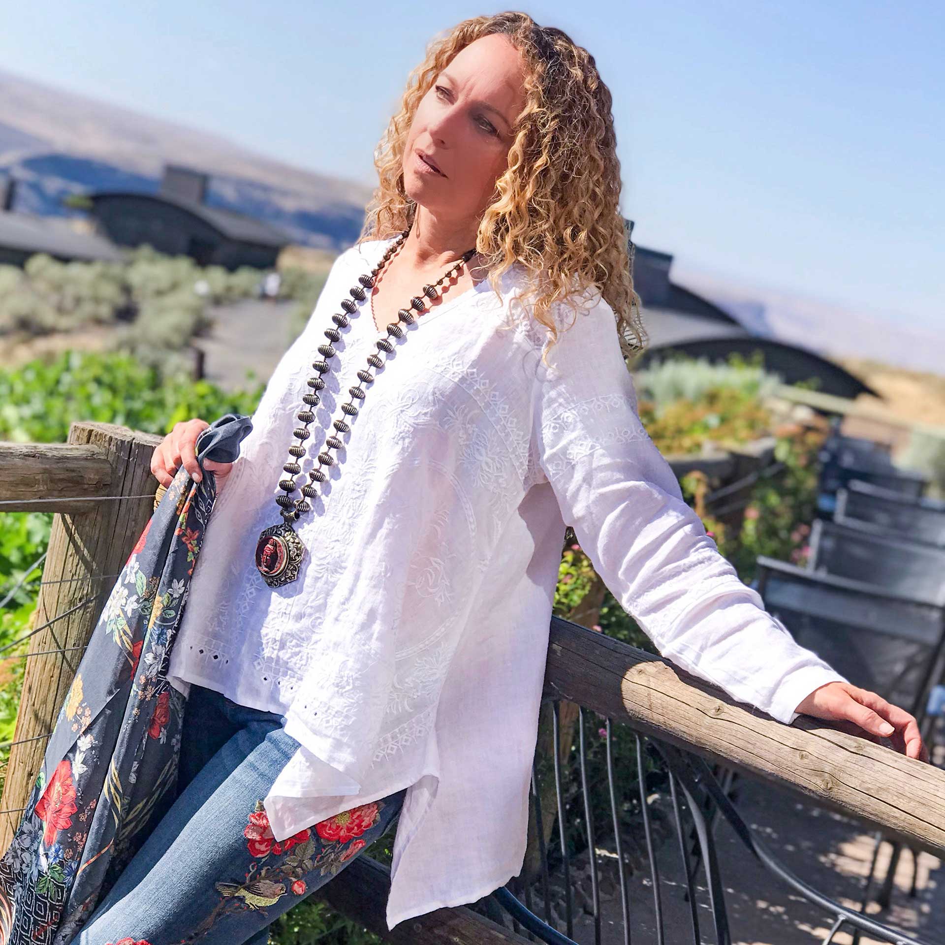 Emilie Embroidered Linen Top