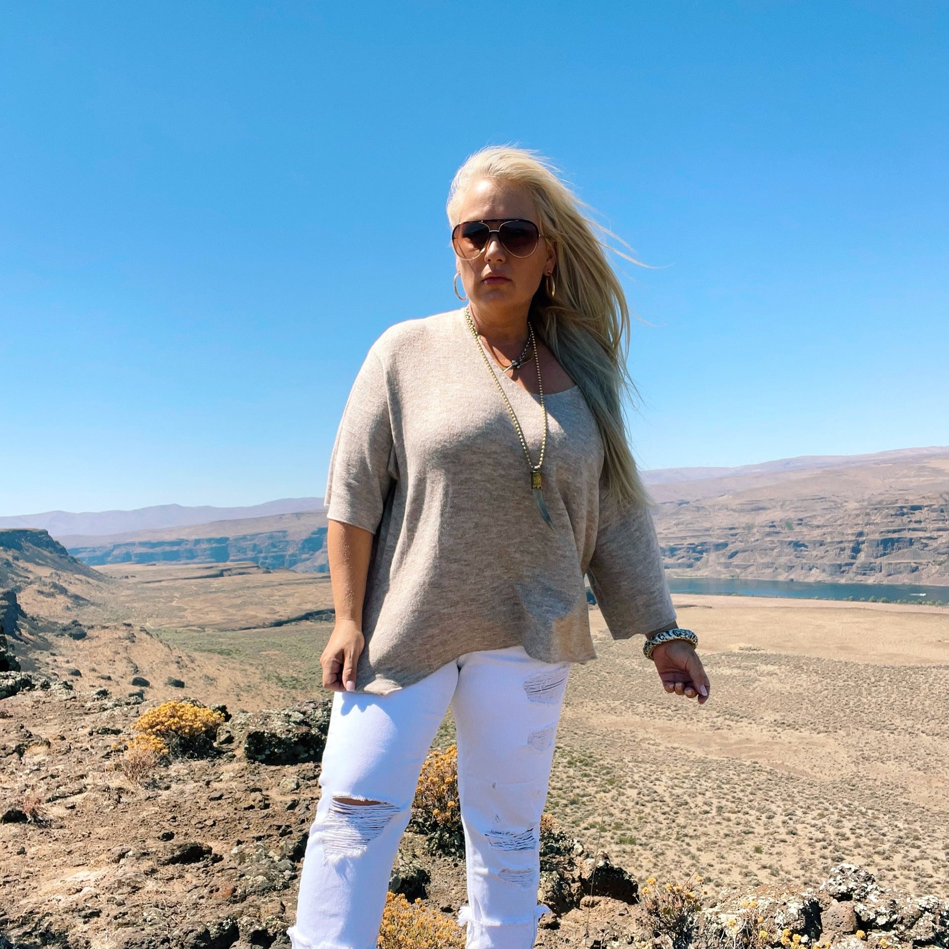 Essence V-Neck Sweater (Taupe)