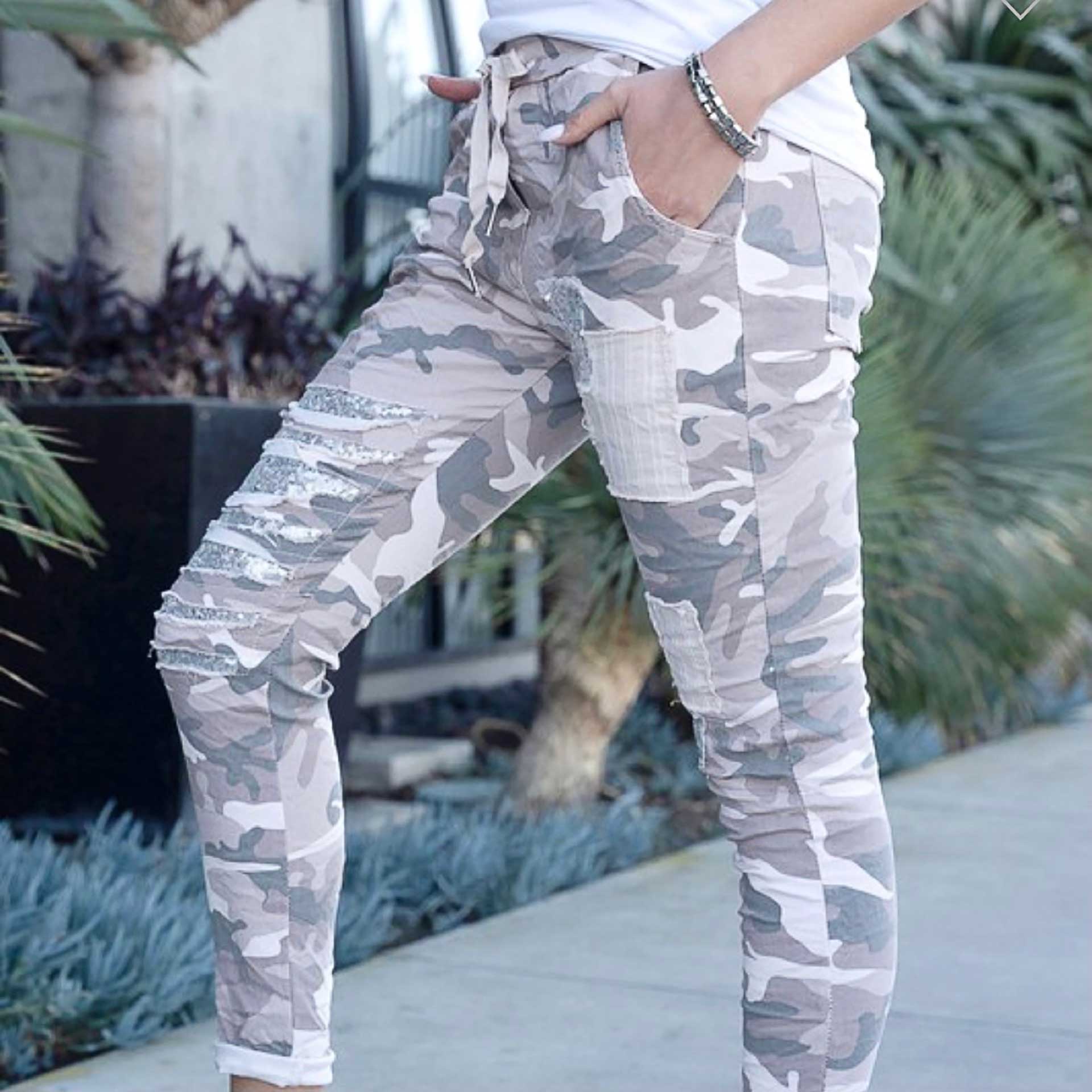 Farrah Camo Bling Pant (Rose)