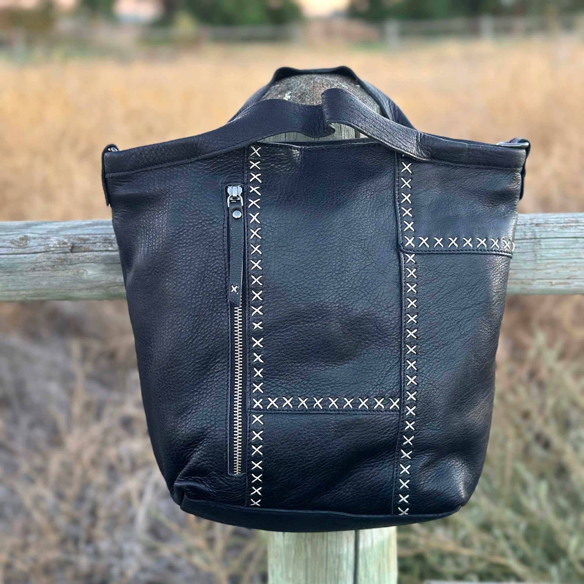 Frankie Leather Tote (Black)