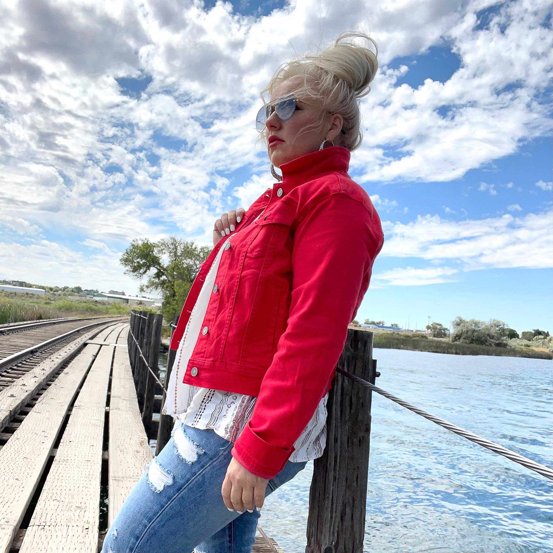 Good Vibrations Denim Jacket (Red)