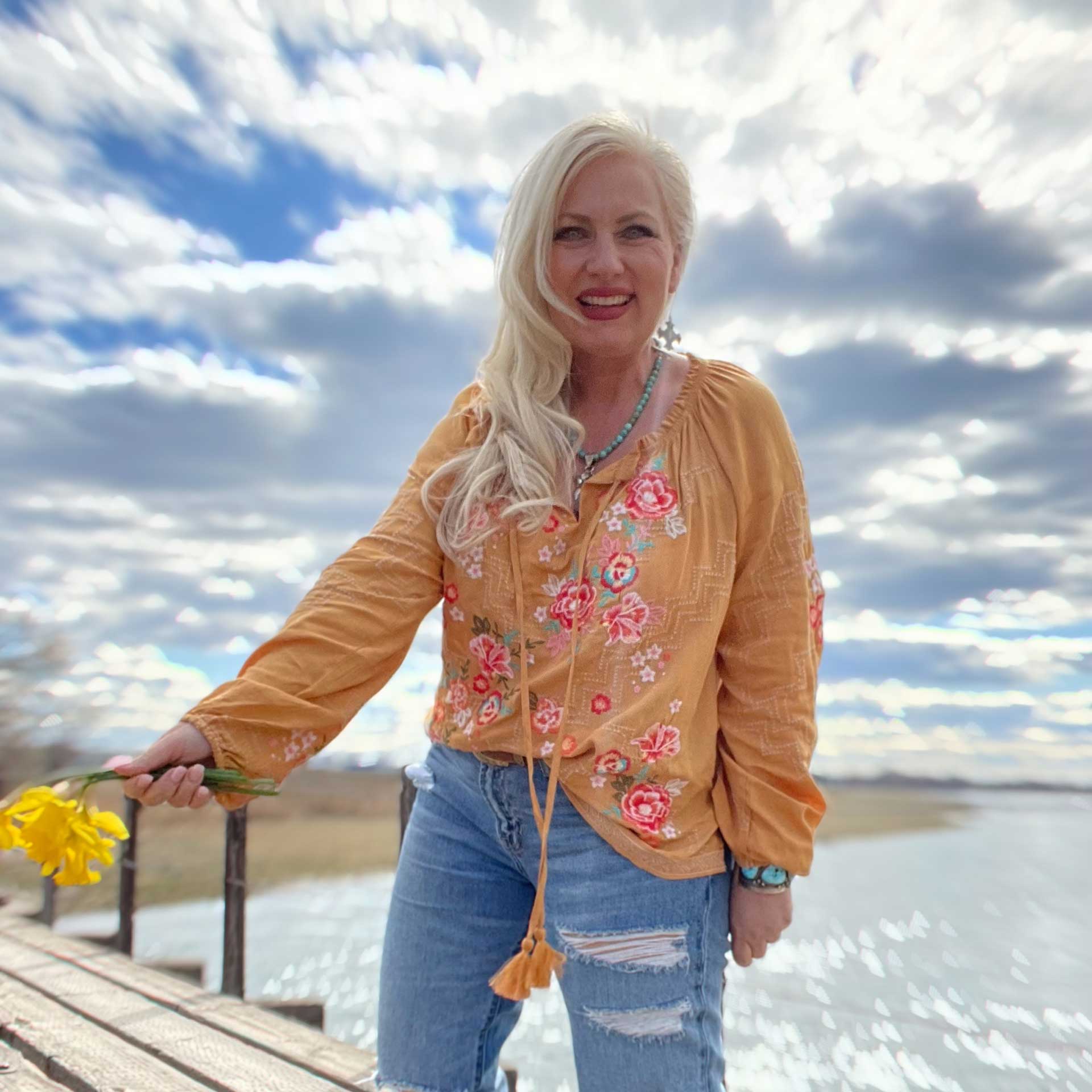 Isabella Embroidered Peasant Top