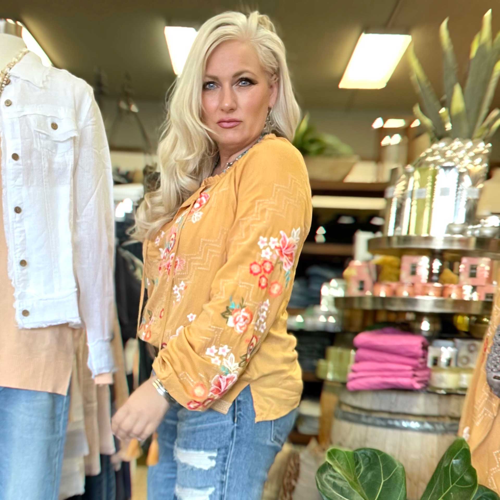 Isabella Embroidered Peasant Top