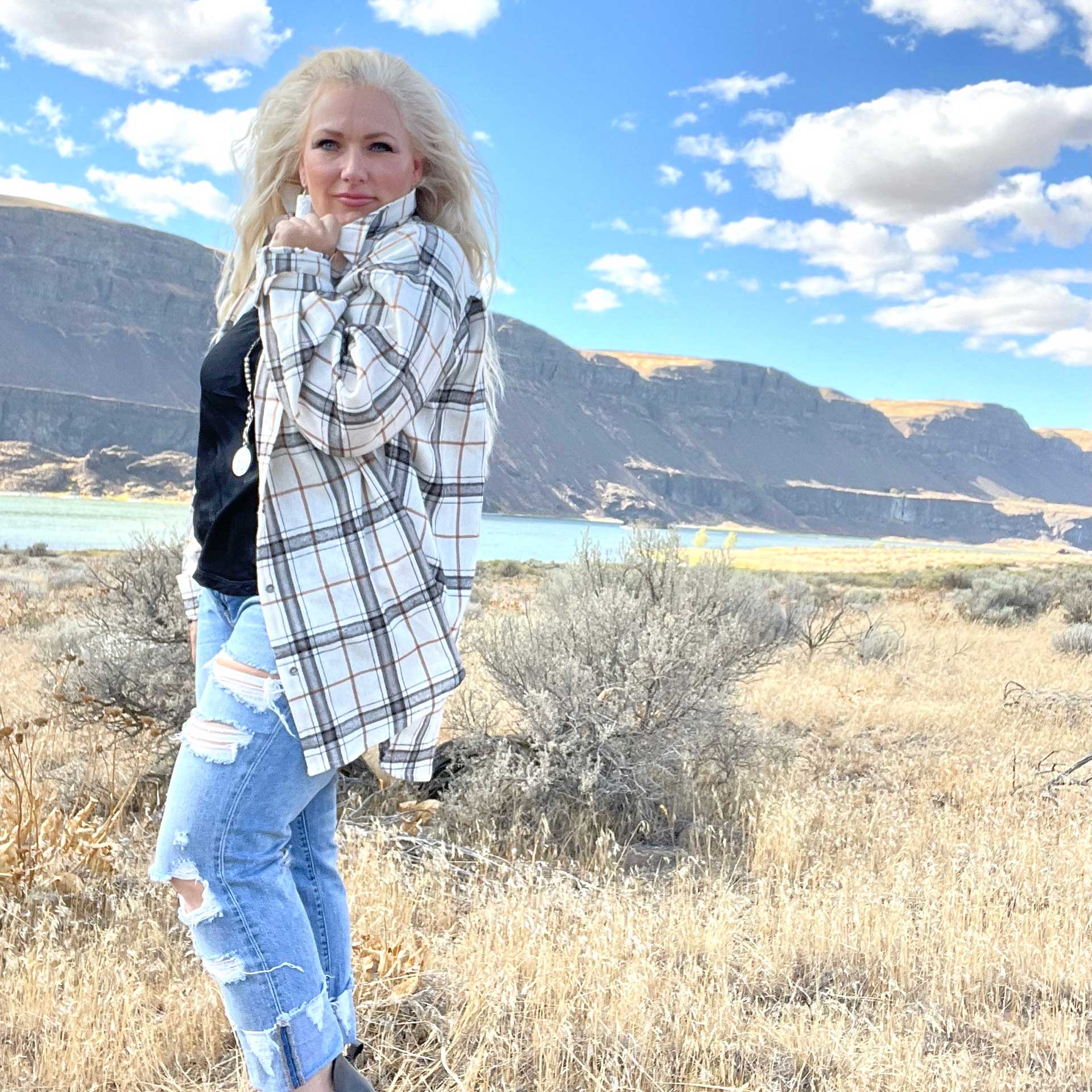 Jackson Hole Plaid Top (Bone)