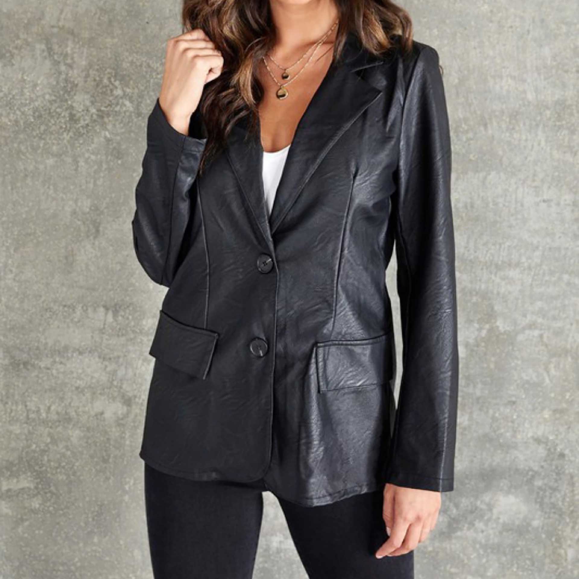 Jealousy Faux Leather Blazer