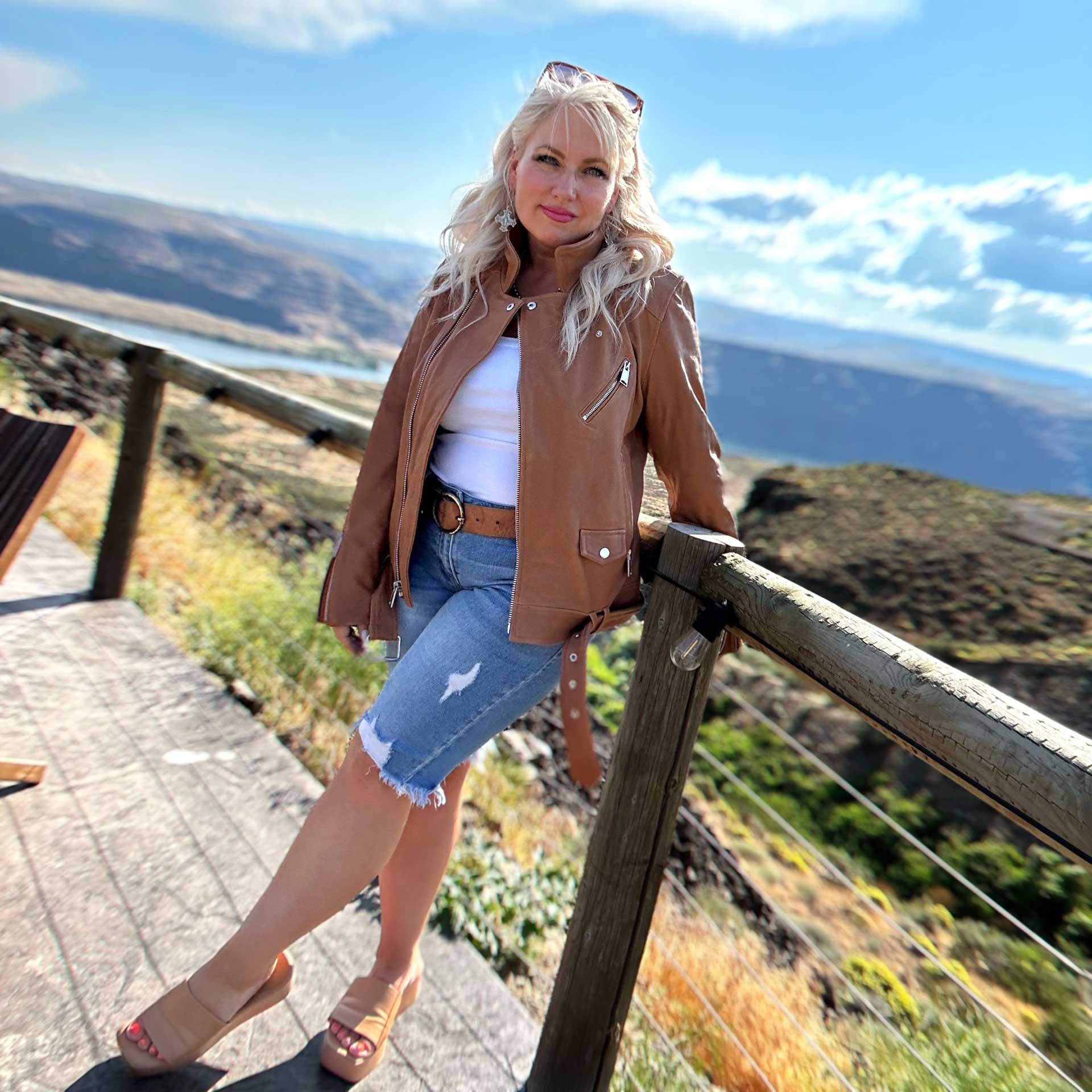 Jealousy Leather Moto Jacket (Camel)