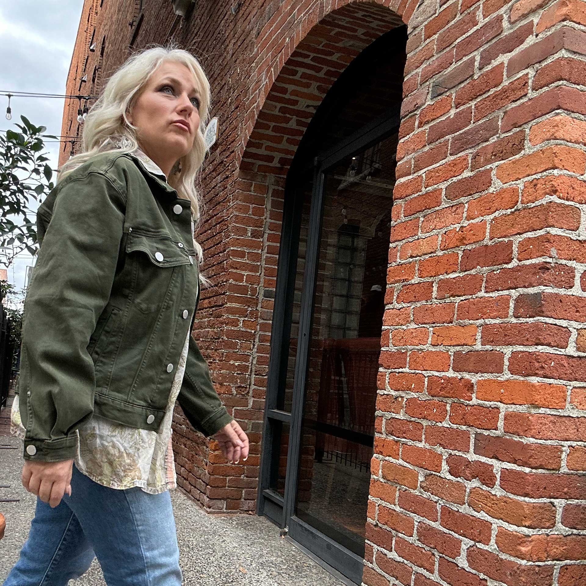 Jules Vintage Wash Denim Jacket (Olive)