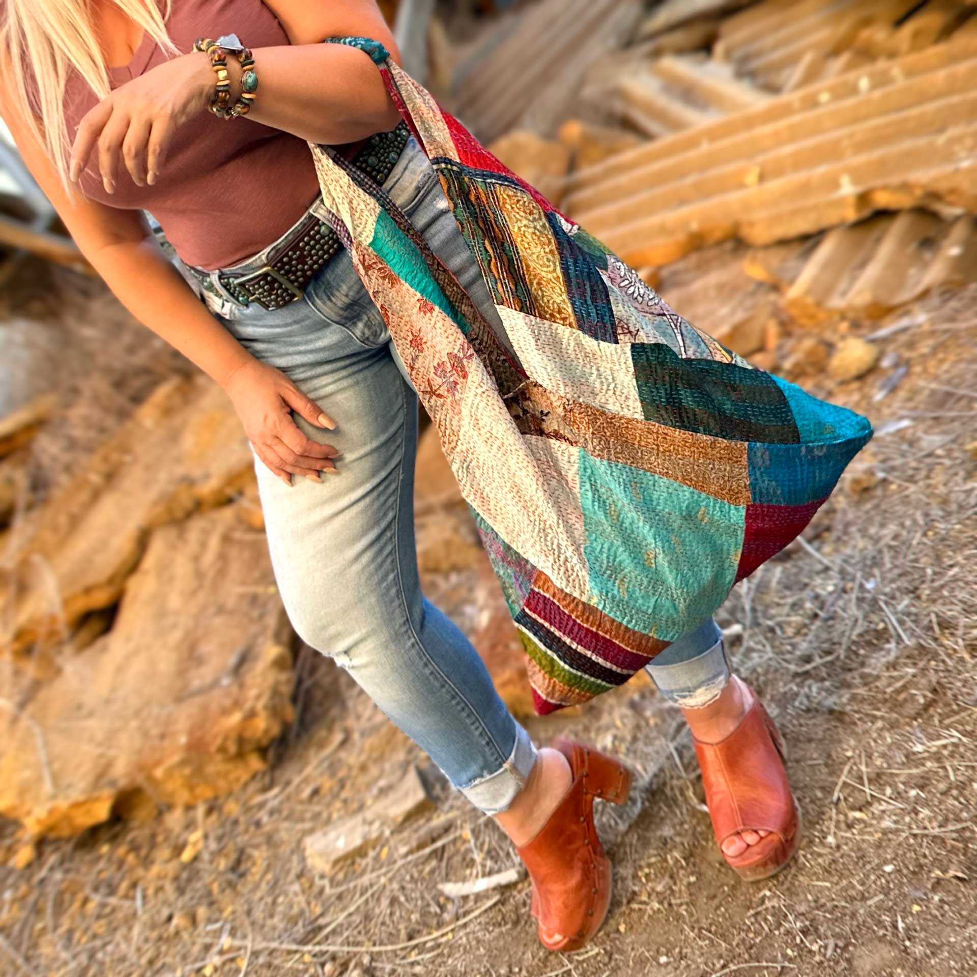 Kantha Silk Tote Bag