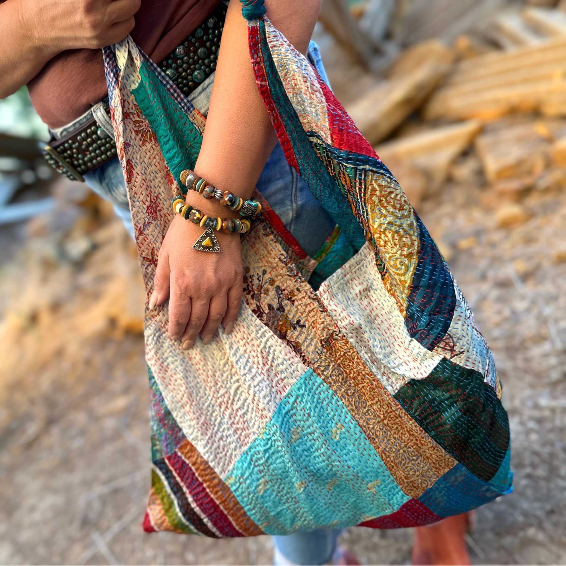 Kantha Silk Tote Bag