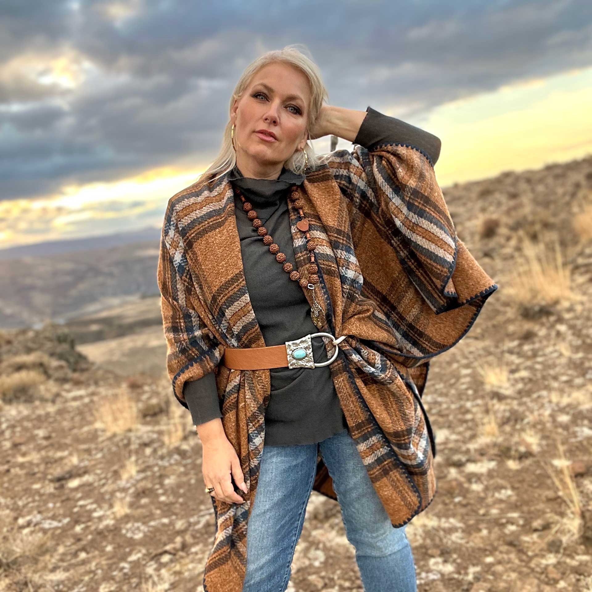 Lauren Plaid Wrap (Blue)