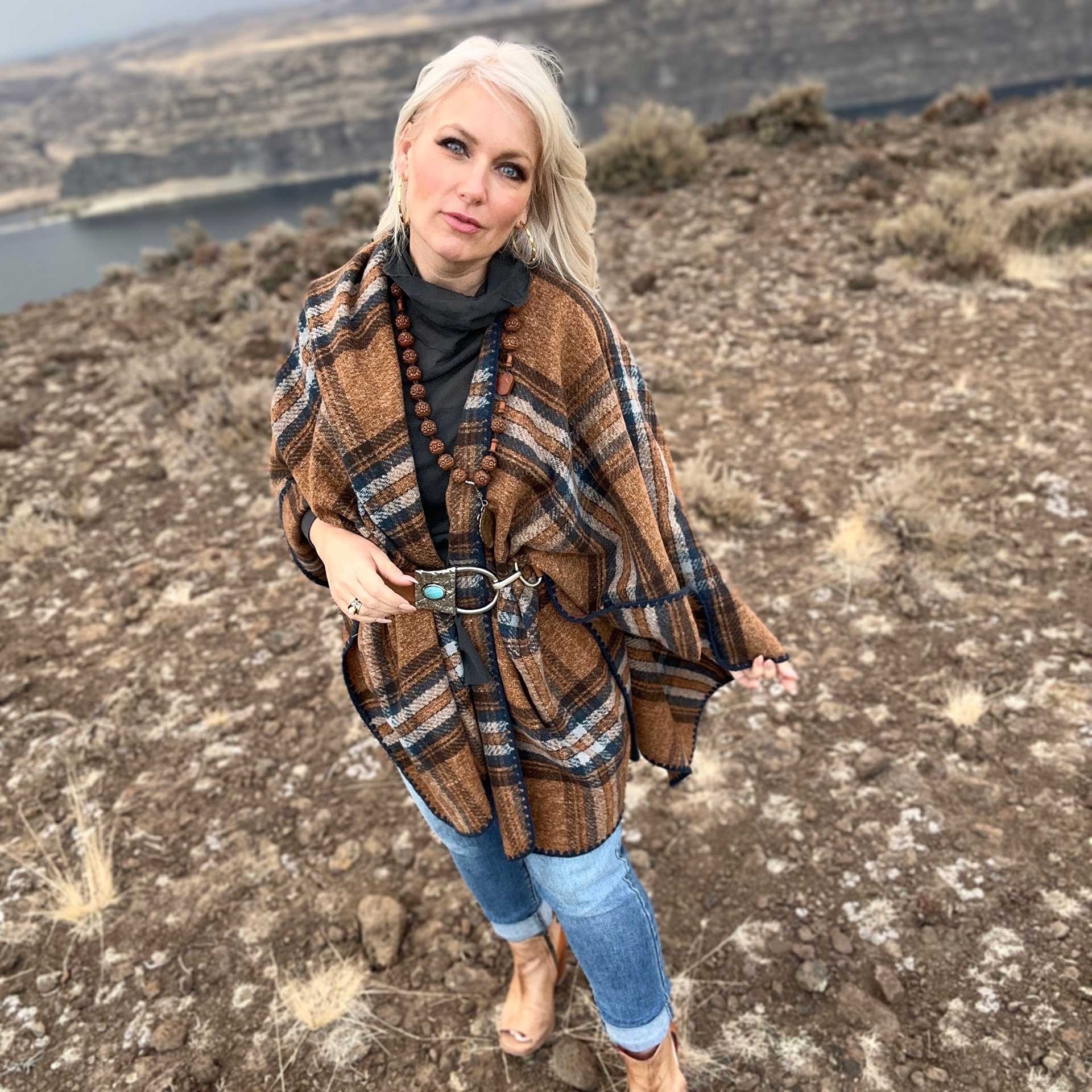 Lauren Plaid Wrap (Blue)
