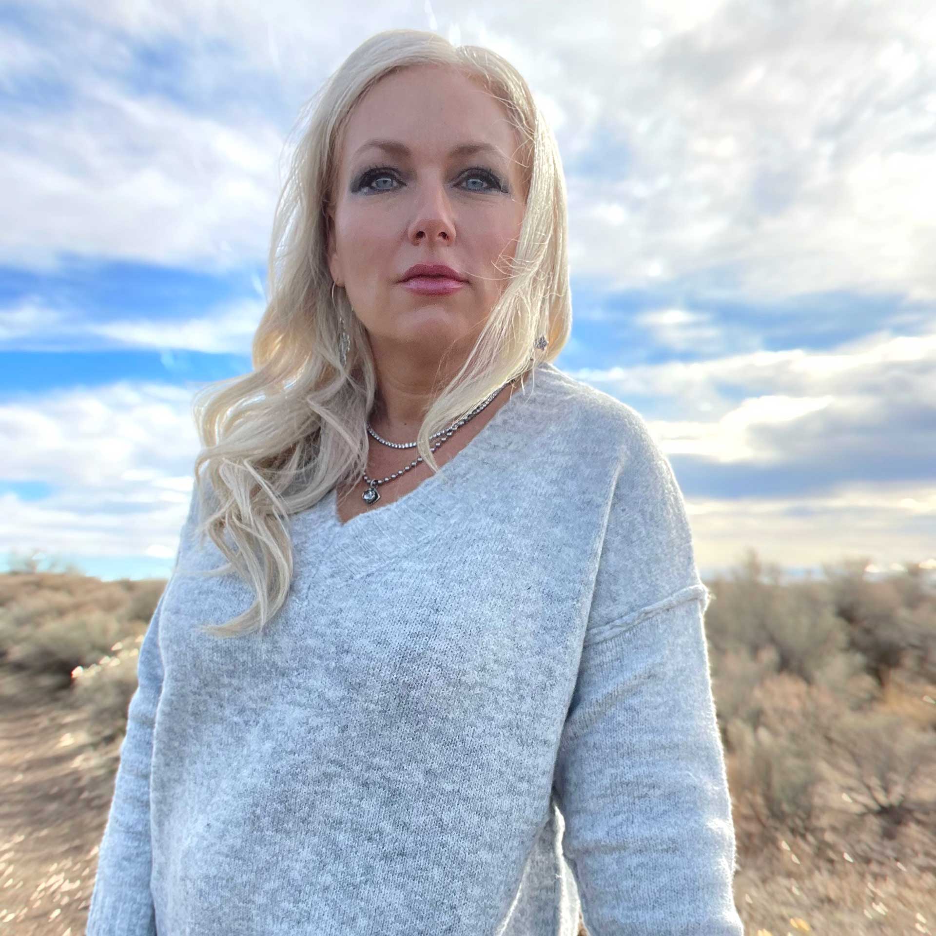 Luna V-Neck Sweater (Silver)