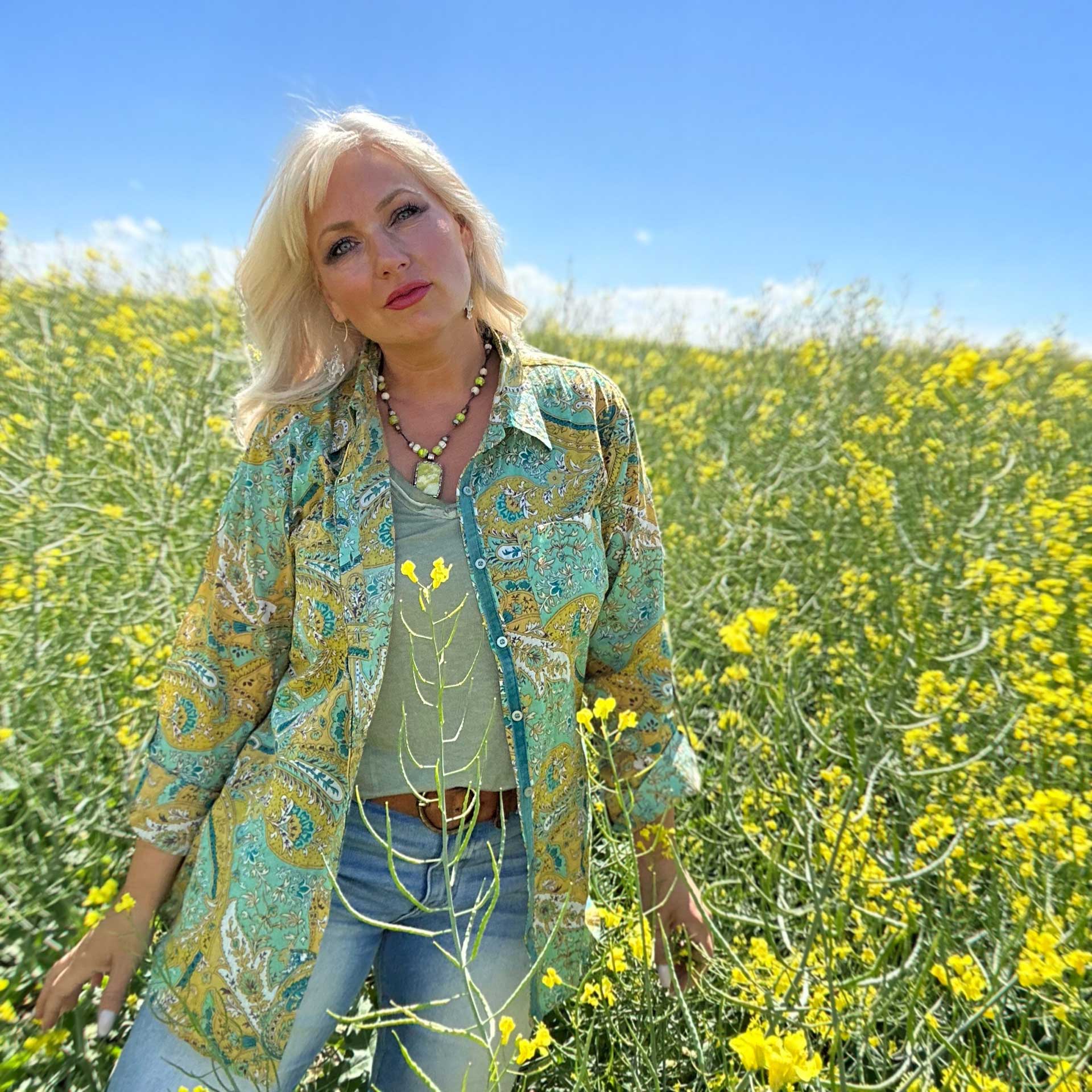 Luscious Lime Button-Down Top