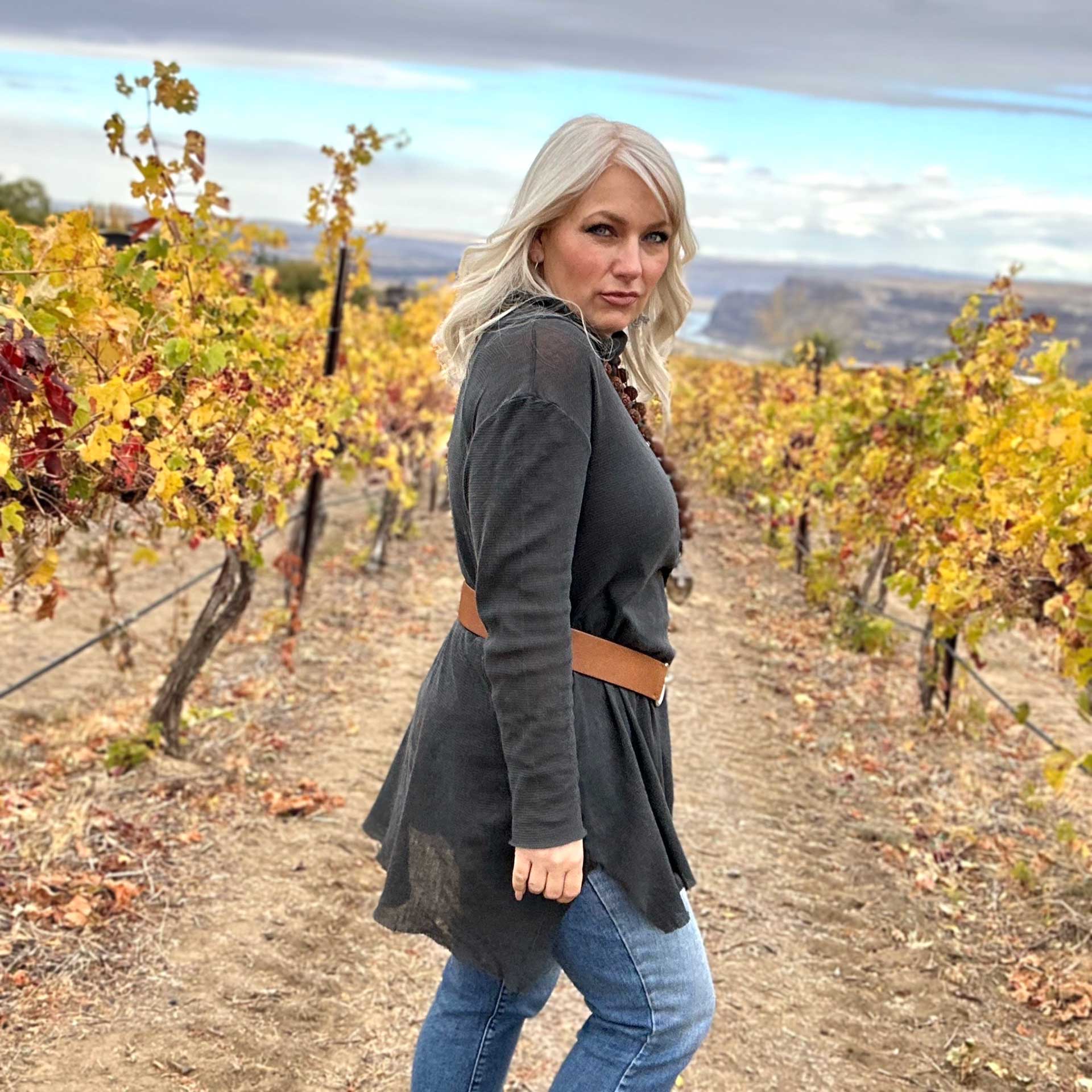 Marcella Cotton Mesh Turtleneck (Charcoal)