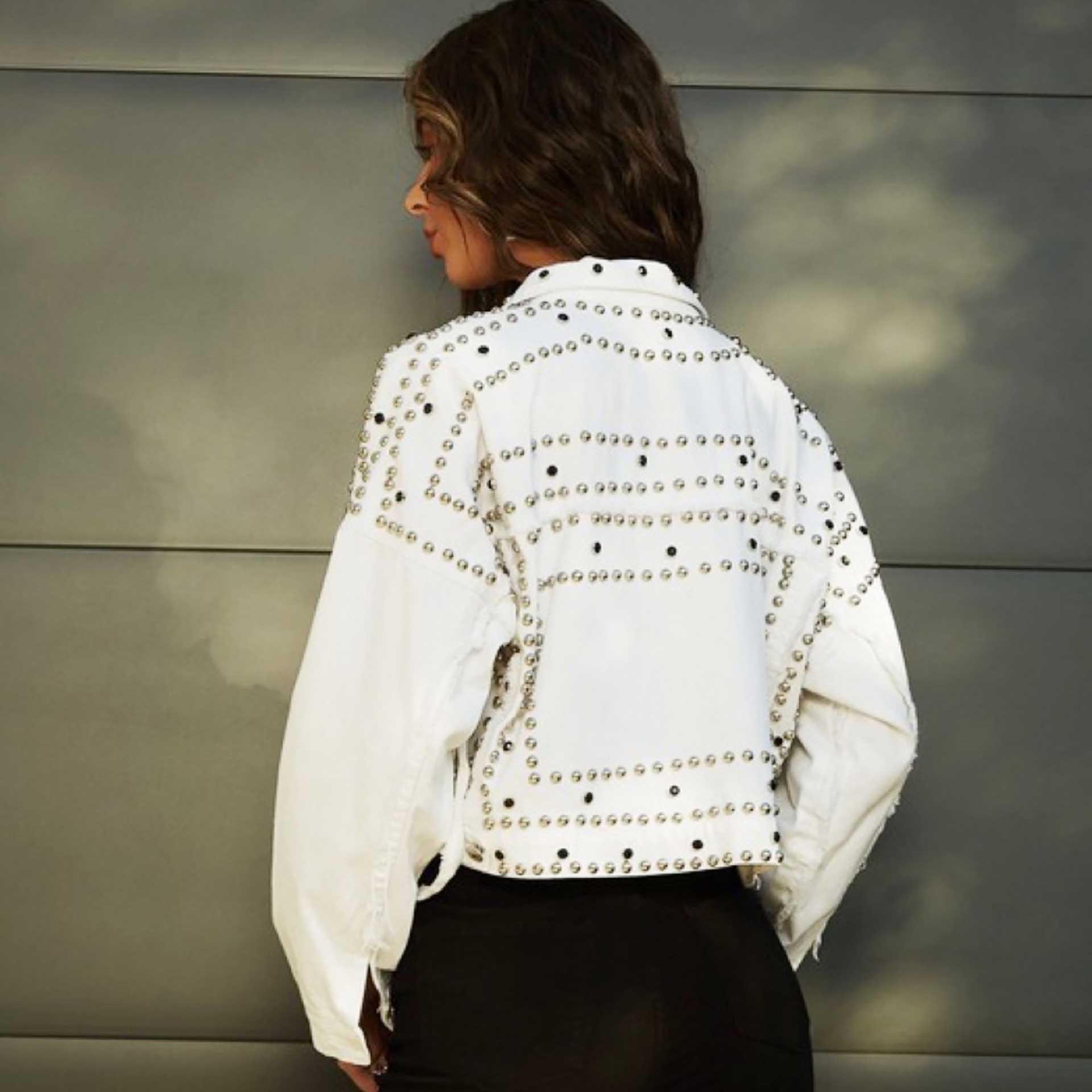 Maven Stud Denim Jacket (White)