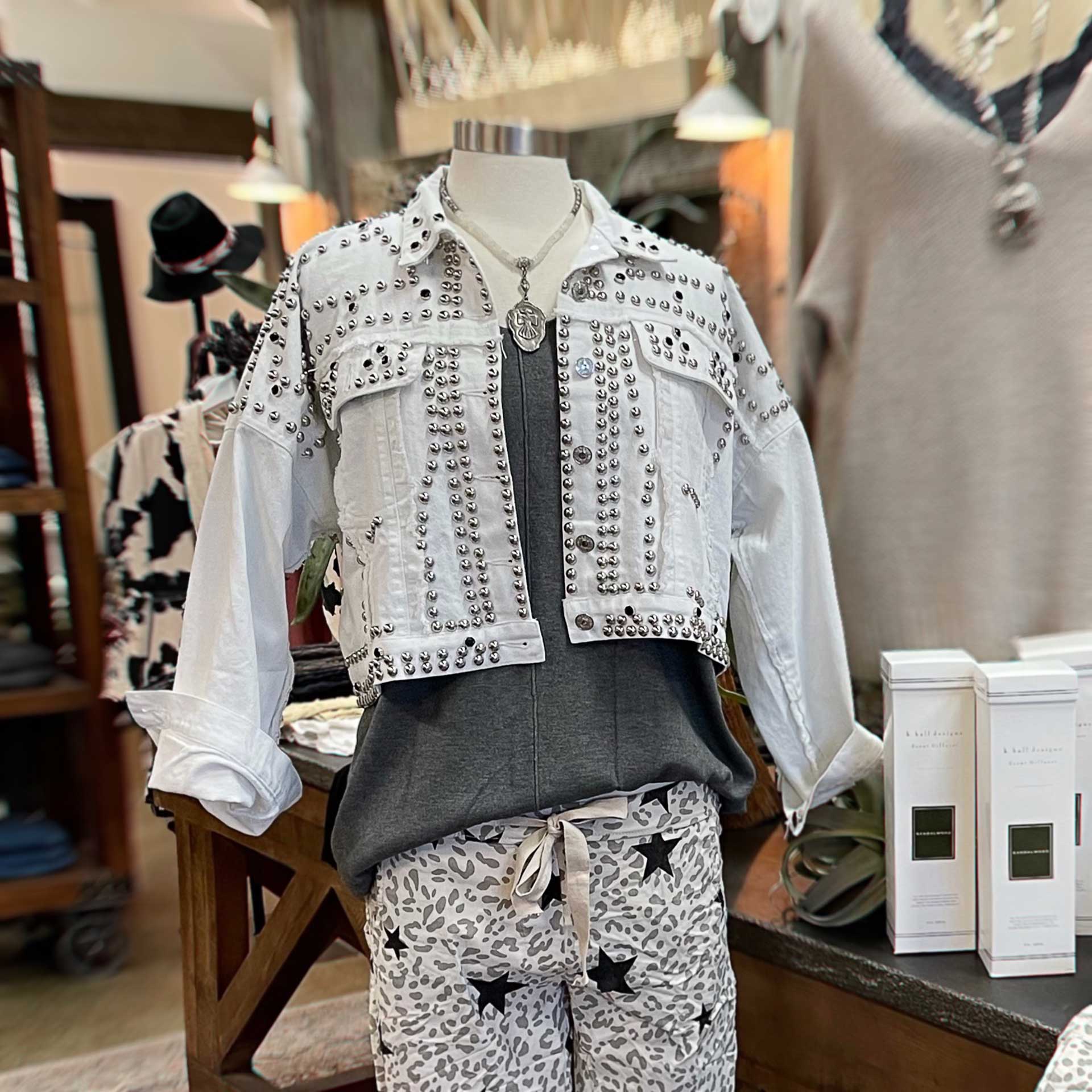 Maven Stud Denim Jacket (White)