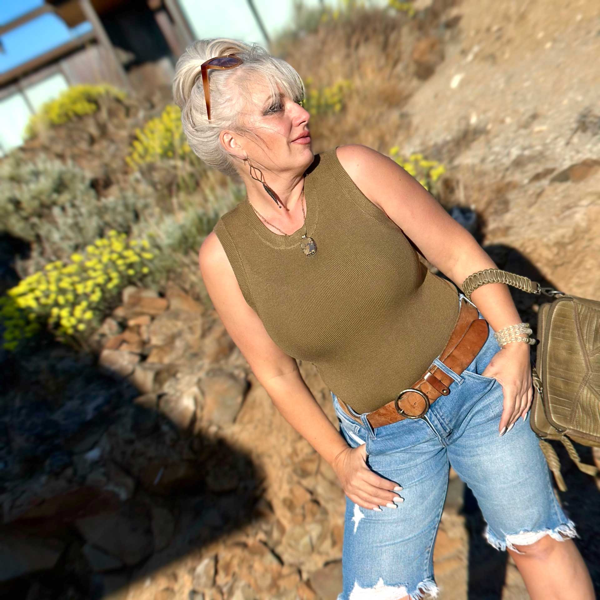 Miami Rib Knit Tank (Olive)