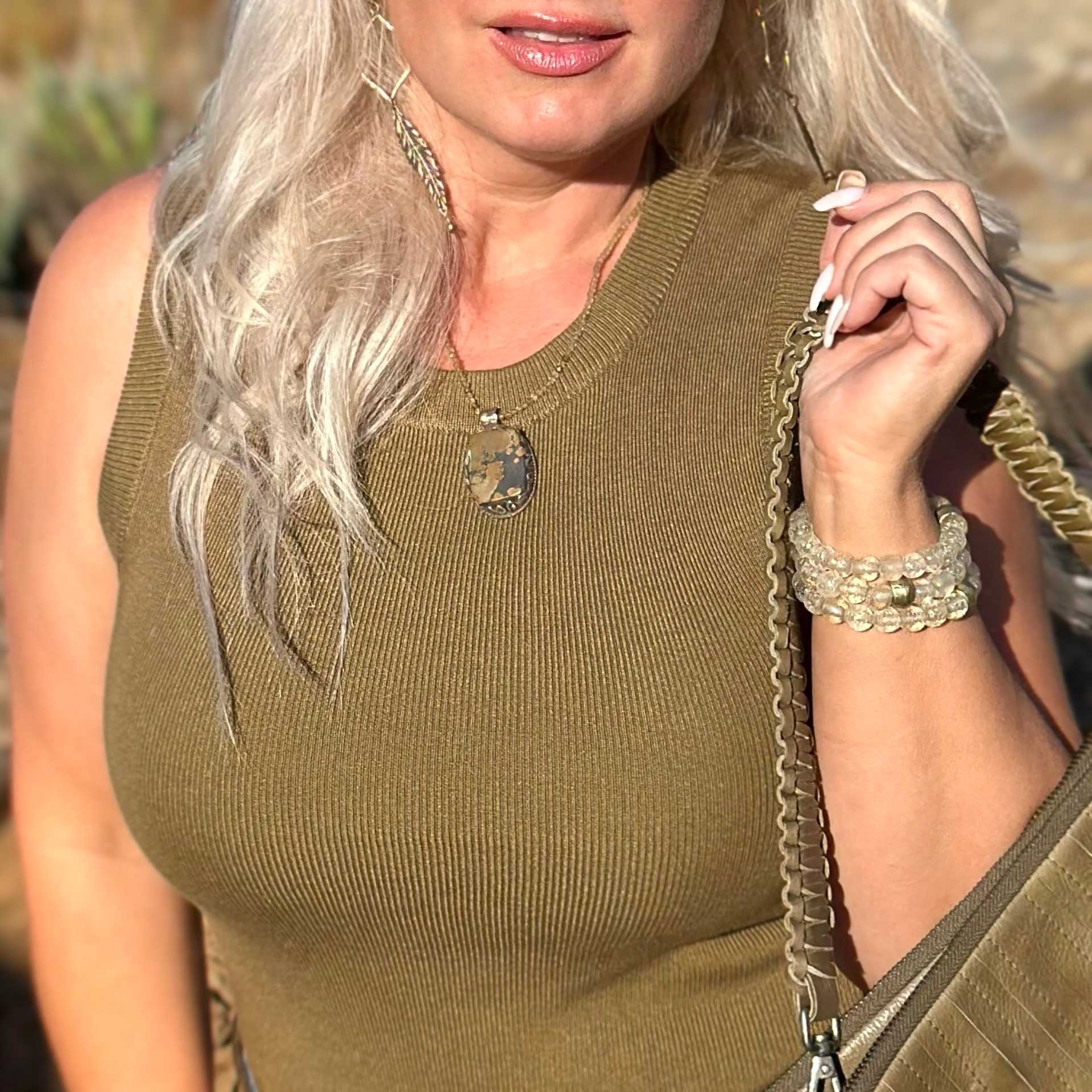 Miami Rib Knit Tank (Olive)