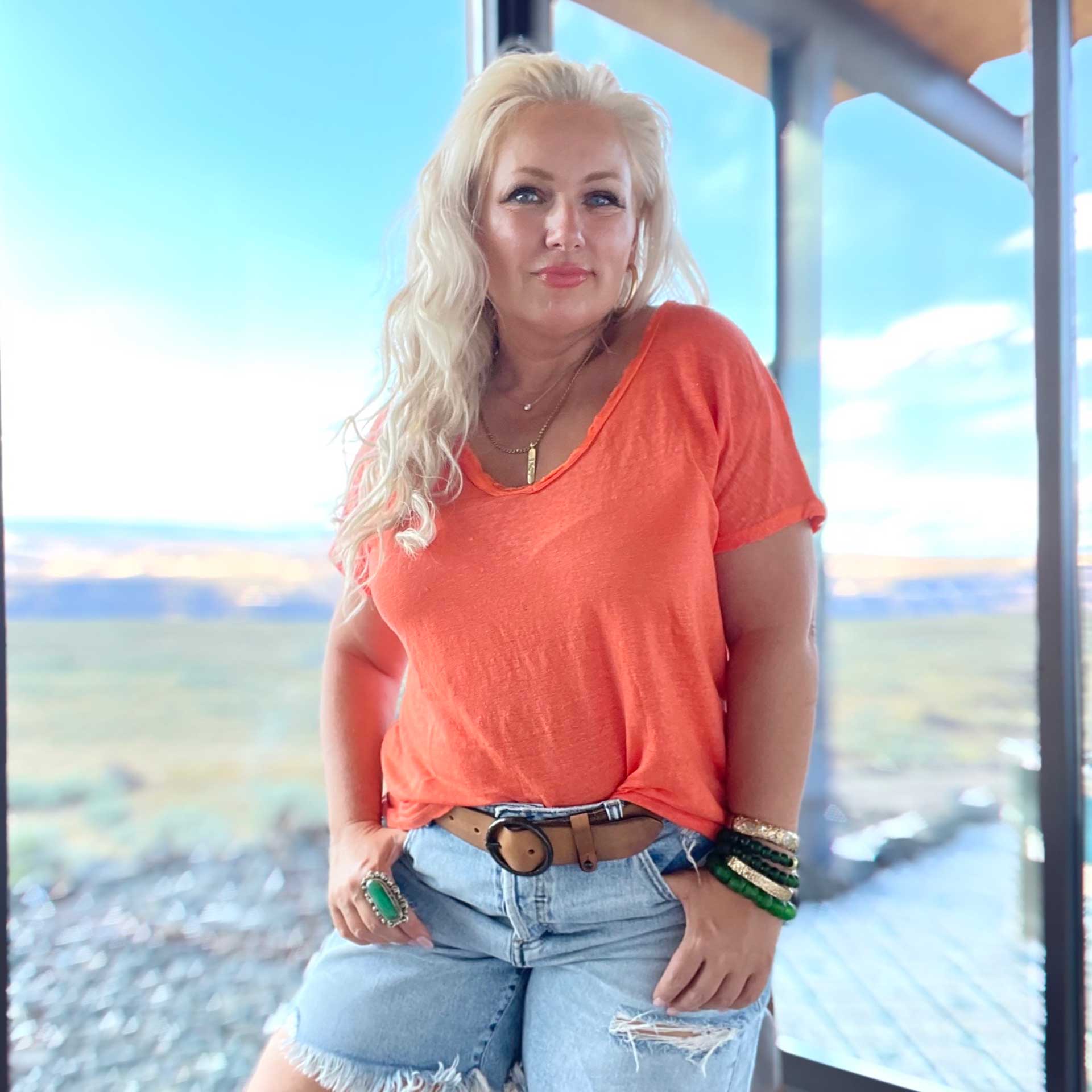 Much Loved Linen Tee (Orange)