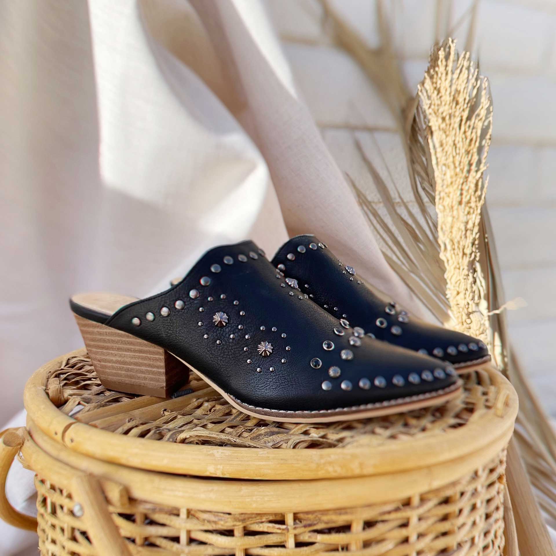 Nightfall Studded Mule (Black)