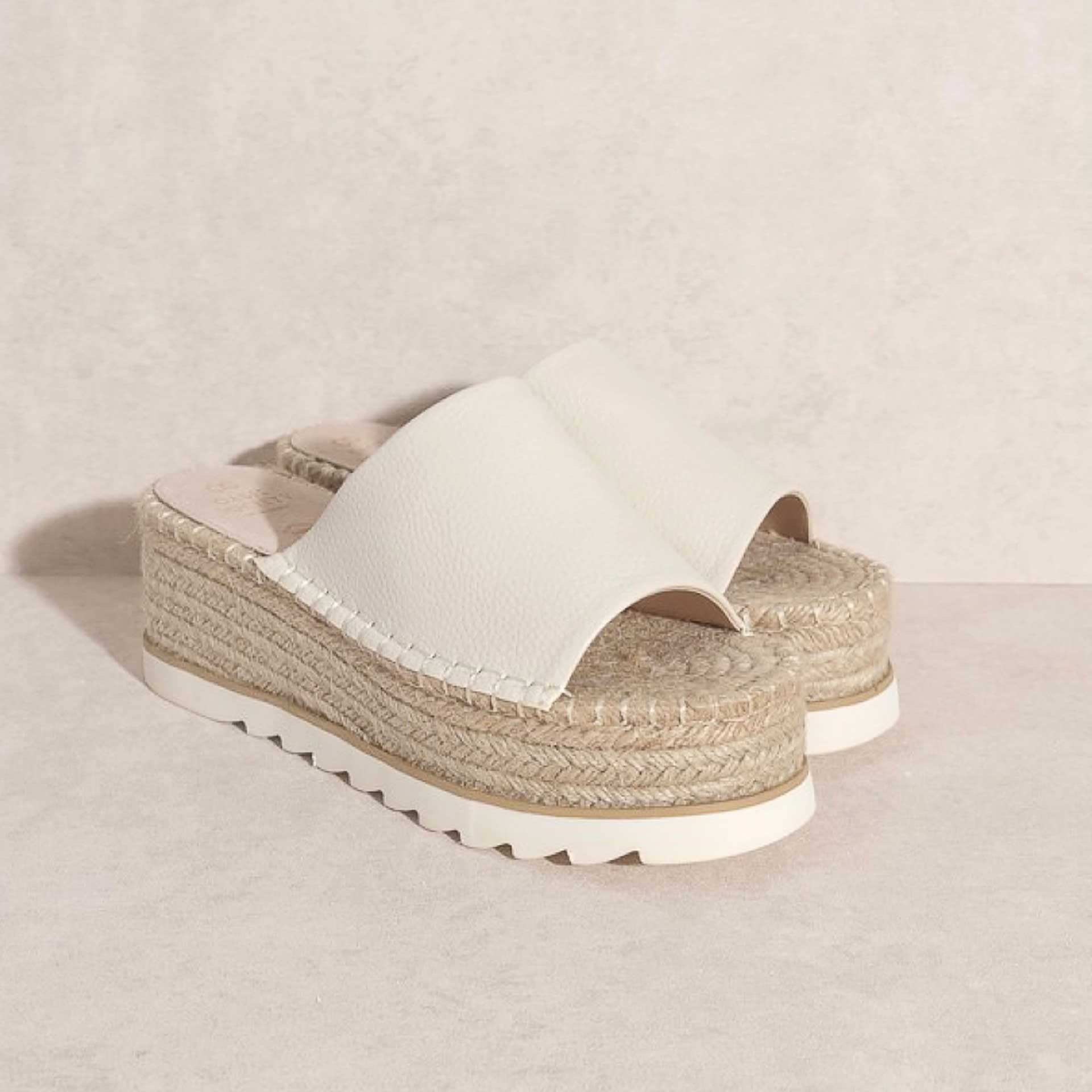 Oasis Society Espadrille Platform Slide (White)